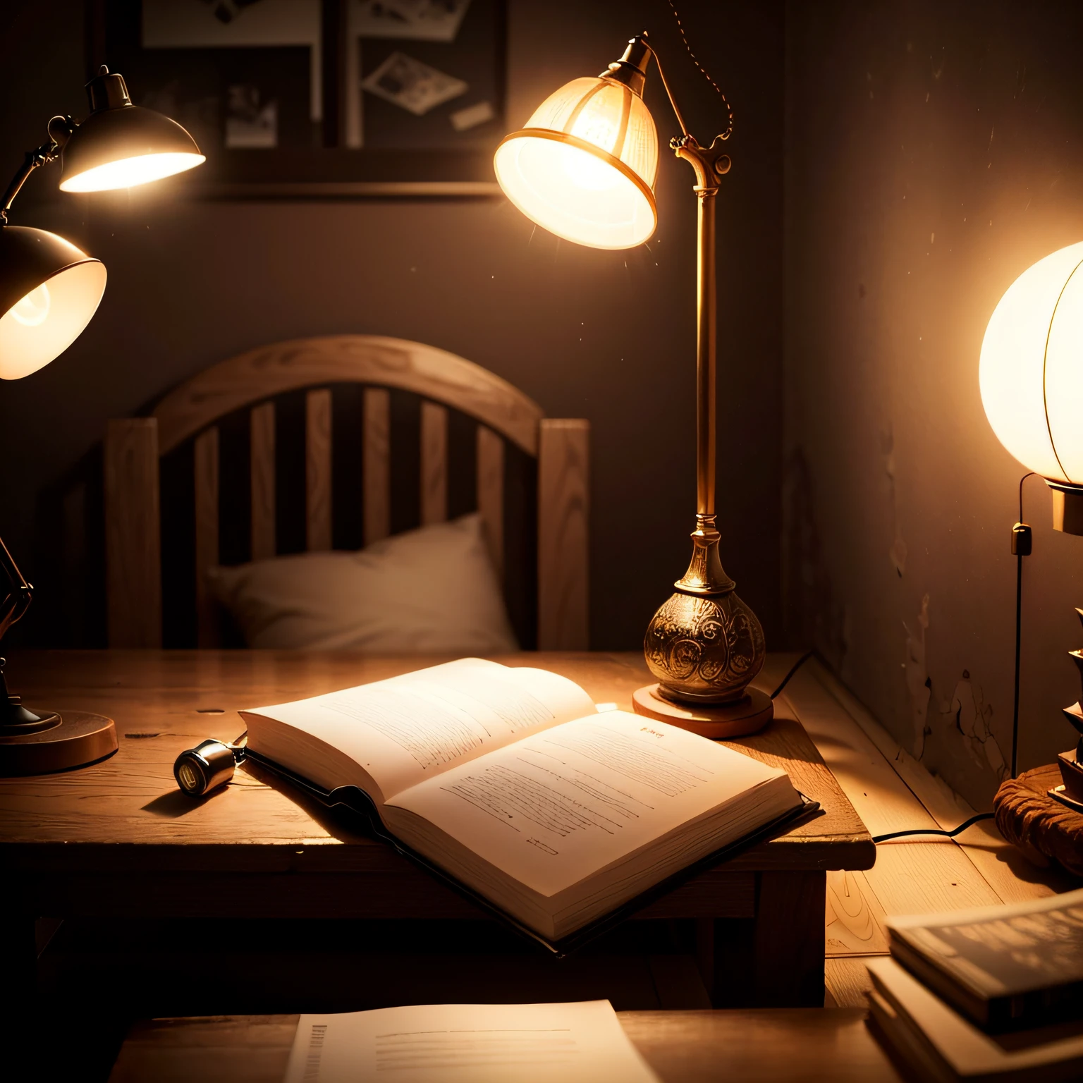 There is a table lamp on the wooden table, highly detailed soft lighting, photorealistic lighting, with photorealistic lighting, surreal lighting, detailed lighting HD 4k, soft lighting 8k resolution, soft lighting 8k resolution, realistic soft lighting, surreal lighting, surreal lighting, detailed lighting, 8 k. Volumetric lighting. --auto