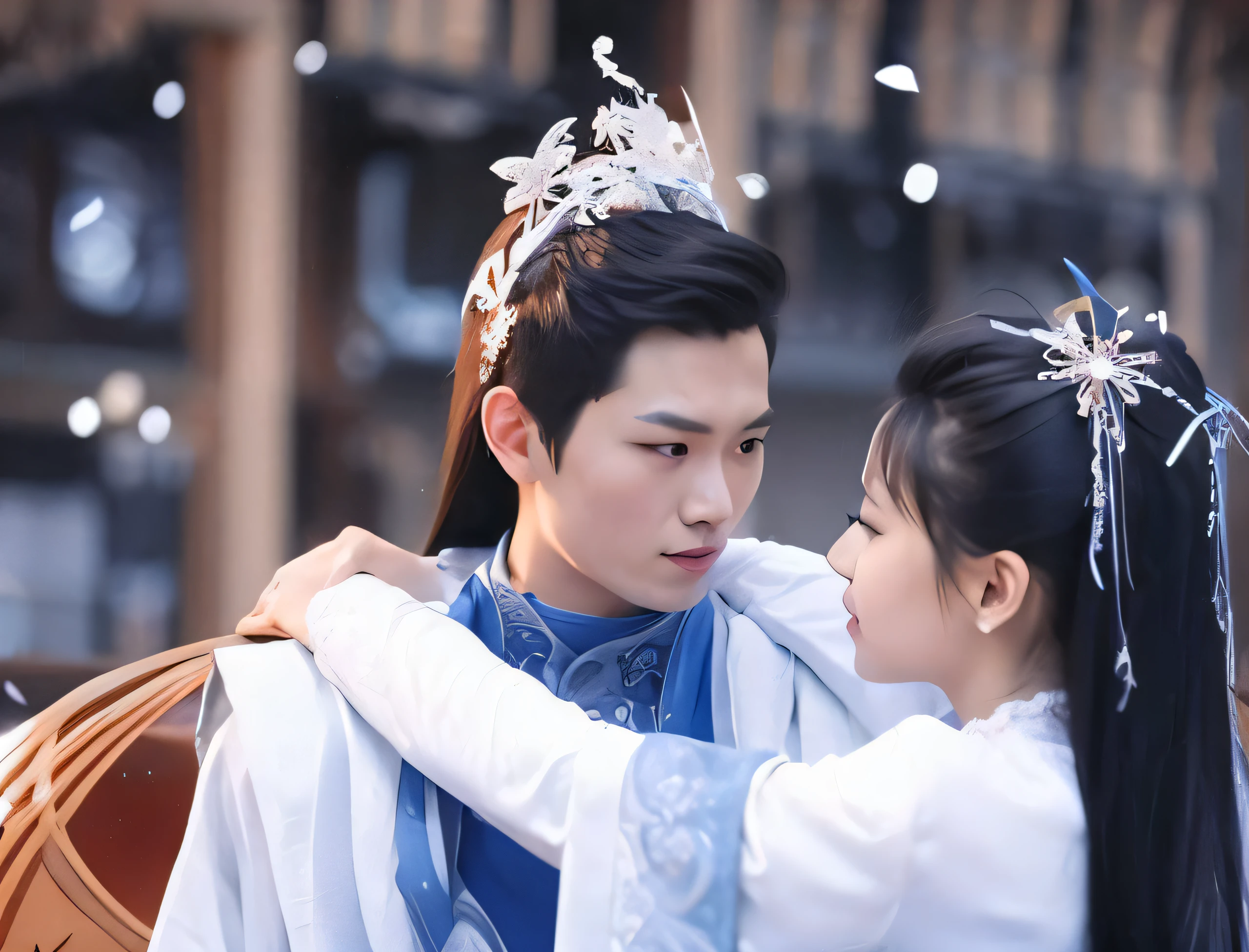 White dress male and female images, fairy fantasy, fairy tale, martial arts, inspired by Yang Yang
