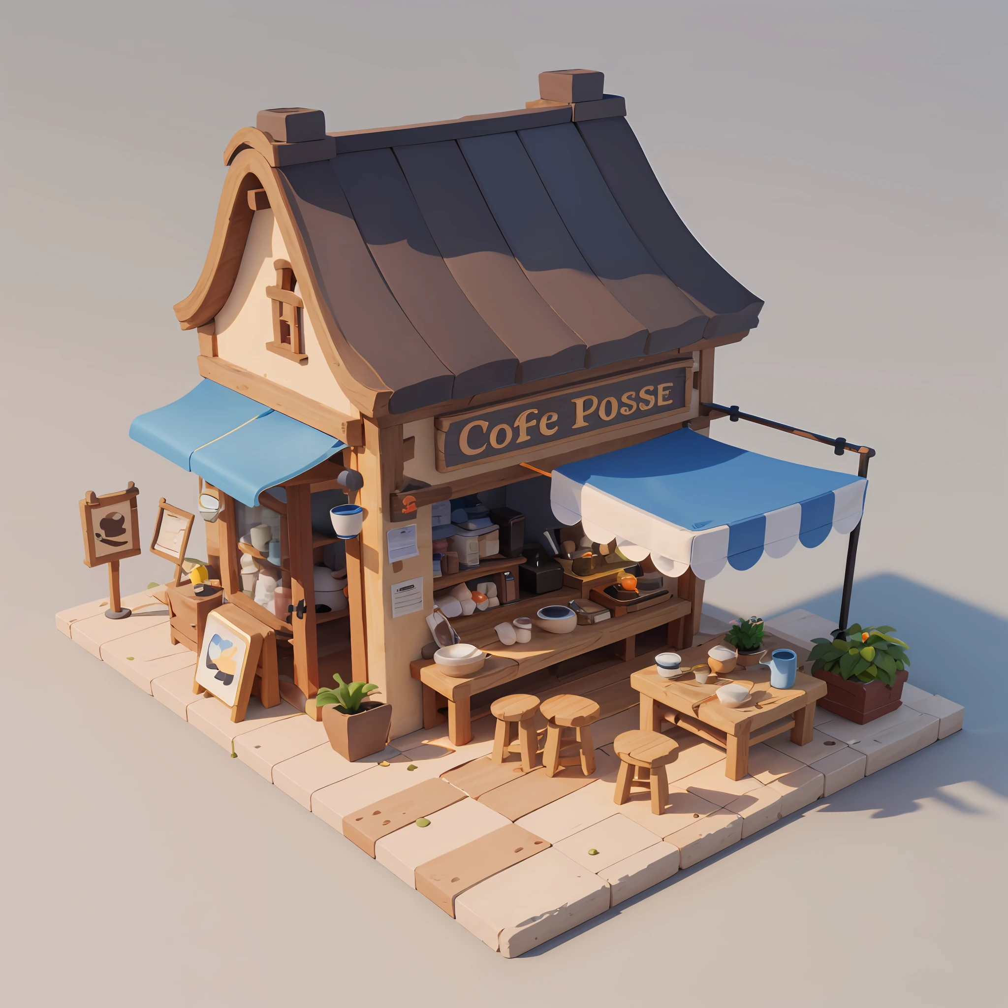 Wooden roof, coffee cups on the table