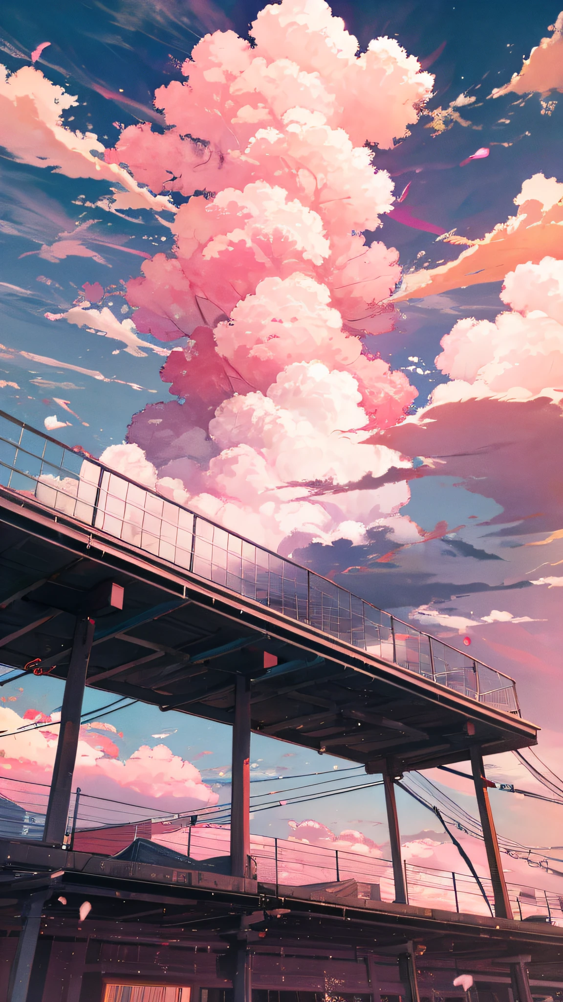 Summer, pink clouds, distant sky, HD