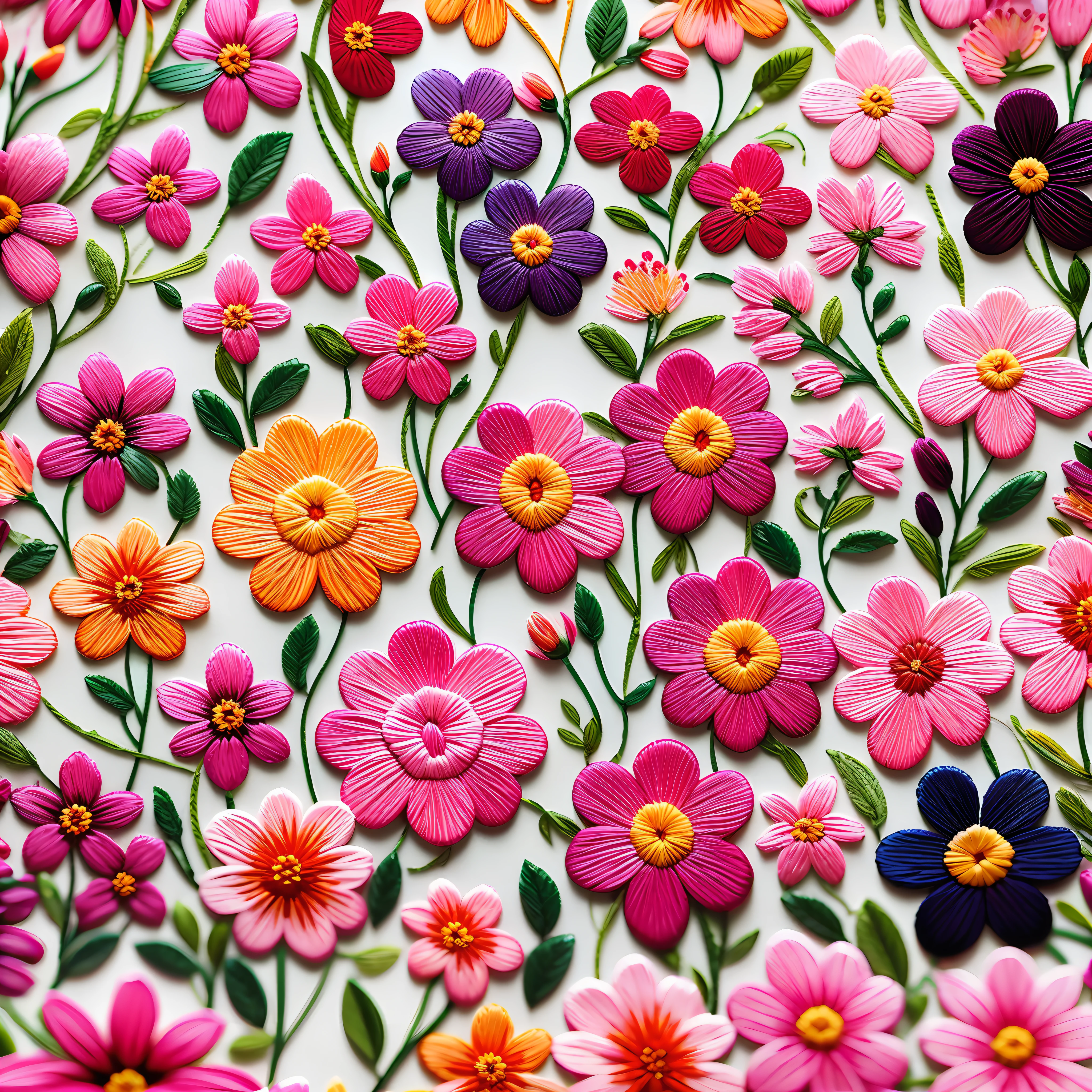 Embroidery many flowers