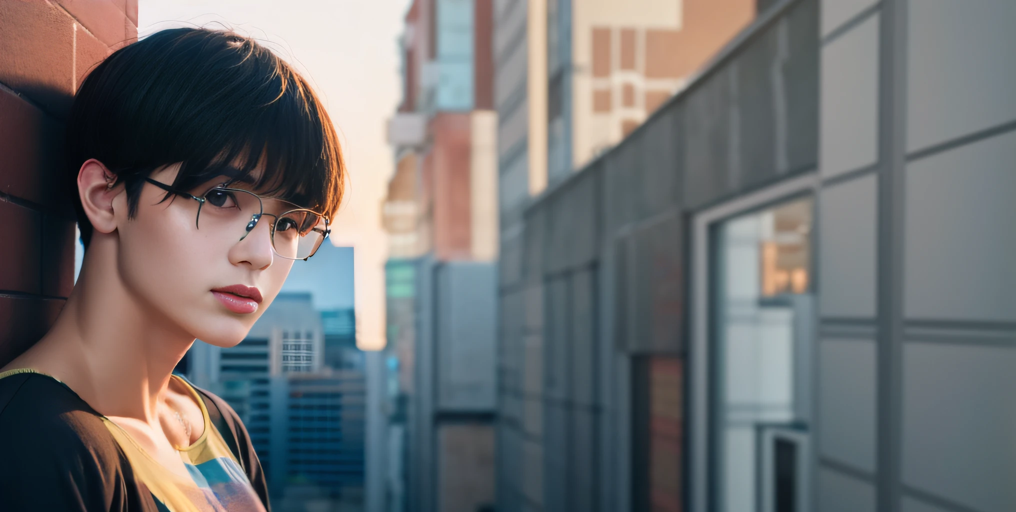 arafed asian woman with glasses leaning against a brick wall, anime style mixed with fujifilm, stunning anime face portrait, hyper realistic anime, 4 k asymmetrical portrait, realistic anime 3 d style, anime realism style, artwork in the style of guweiz, soft portrait shot 8 k, photorealistic anime, high quality portrait, hyper-realistic cyberpunk style