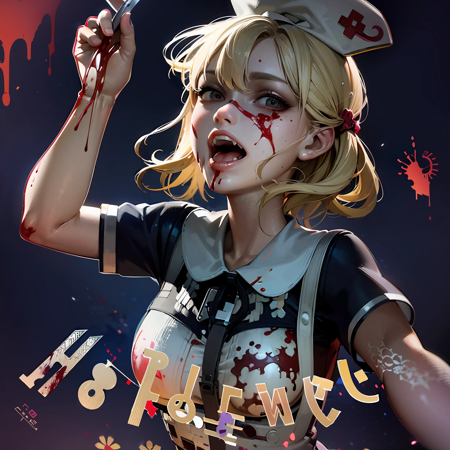 anime girl with blood on her face holding a knife and a bloody face, kawacy, guweiz on pixiv artstation, guweiz on artstation pixiv, artwork in the style of guweiz, guweiz, yandere, gapmoe yandere, splash art anime loli, horror!! highly detailed