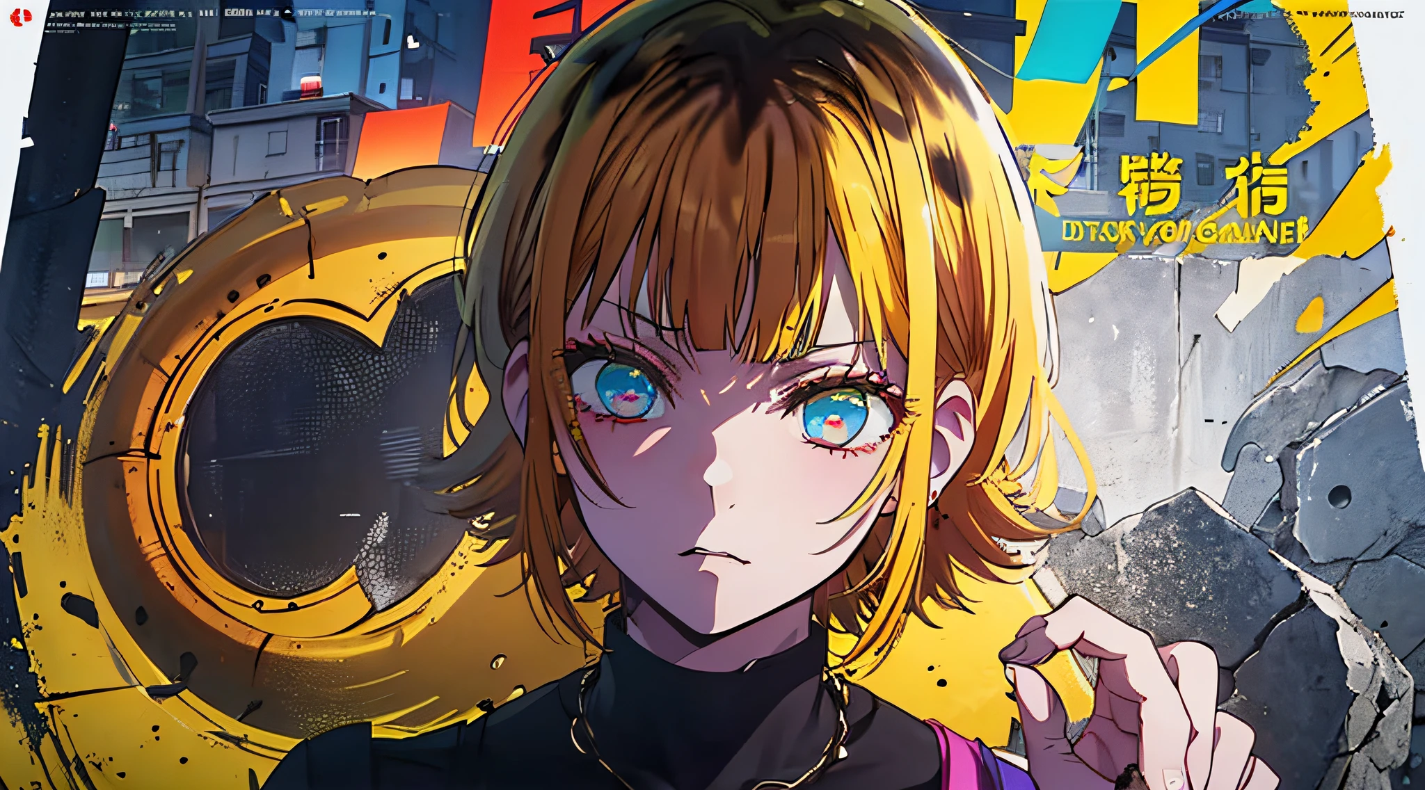 (((dramatic))), (((gritty))), (((intense)))) The movie poster features as the central character. She is shy in the center of the poster, wearing idol outfit, and a determined expression on her face. The background is dark and gritty, with a feeling of drunkenness. The text is bold and eye-catching, with catchy slogans that add to the overall drama and excitement. The color palette is dominated by dark colors, dotted with bright colors, giving the poster a dynamic and visual impact, tachi-e (magazine:1.3), (cover-style:1.3), fashionable, vibrant, outfit, posing, front, colorful, dynamic, background, element, confident, expressive, holding, statement, attachment, majestic, coiled, around, touch, scene, text, cover, bold, eye-catching, title, fashion, font, catchy, title, bigger, eye-catching, modern, trendy, focused, stylish, 1 girl