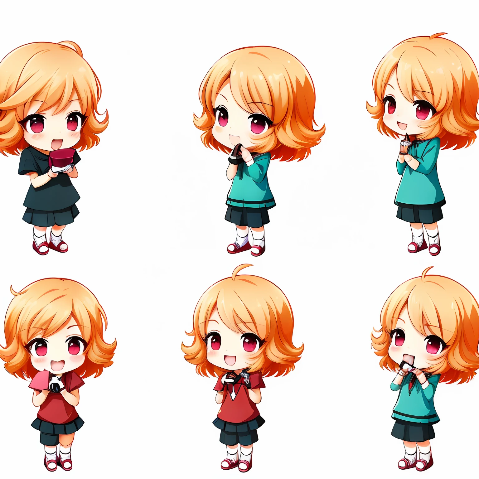 cartoon girl with different expressions, chibi anime girl, anime chibi, chibi girl, style as nendoroid, chibi anime, cute anime style, anime style character, visual novel sprite, chibi style, chibi art, female anime character, render of a cute 3d anime girl, female protagonist 👀 :8, various pose, character art of maple story, advanced digital chibi art --auto