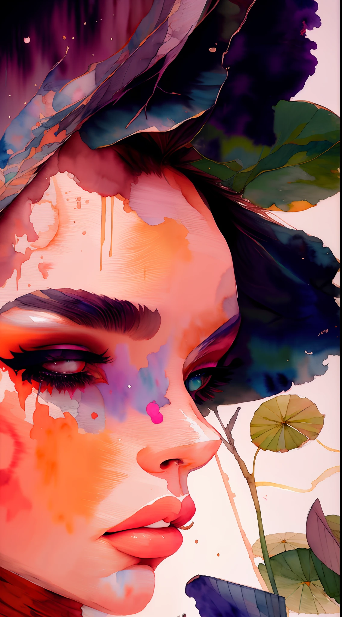 wtrcolor style, (lotus) digital art, official art, drifting in the wind, masterpiece, beautiful, ((watercolor)), paint splash, intricate details. Very detailed, [dripping:0.7], trends on Artstation, Rachel Walker