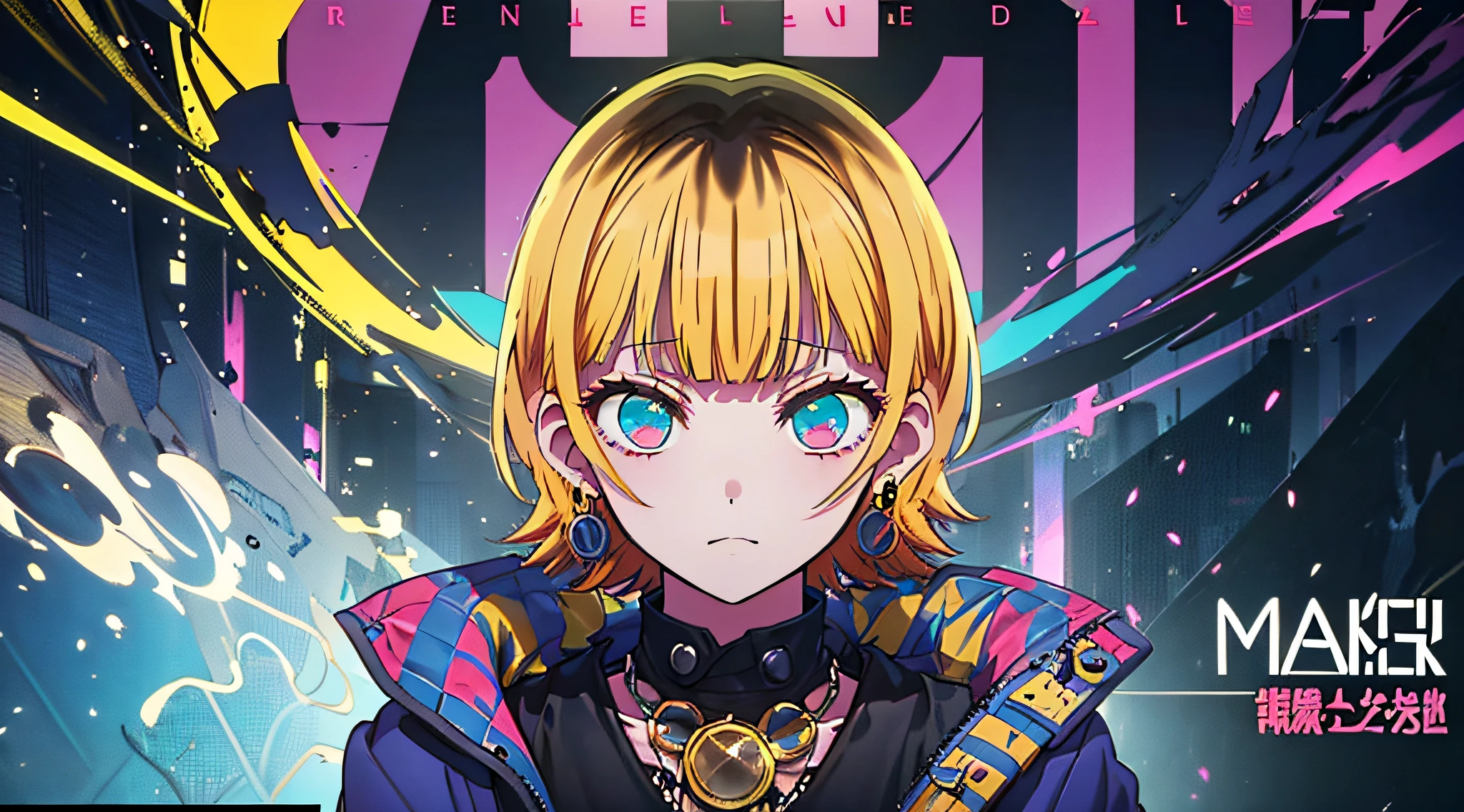 (((dramatic))), (((gritty))), (((intense)))) The movie poster features as the central character. She is shy in the center of the poster, wearing idol outfit, and a determined expression on her face. The background is dark and gritty, with a feeling of drunkenness. The text is bold and eye-catching, with catchy slogans that add to the overall drama and excitement. The color palette is dominated by dark colors, dotted with bright colors, giving the poster a dynamic and visual impact, tachi-e (magazine:1.3), (cover-style:1.3), fashionable, vibrant, outfit, posing, front, colorful, dynamic, background, element, confident, expressive, holding, statement, attachment, majestic, coiled, around, touch, scene, text, cover, bold, eye-catching, title, fashion, font, catchy, title, bigger, eye-catching, modern, trendy, focused, stylish, 1 girl