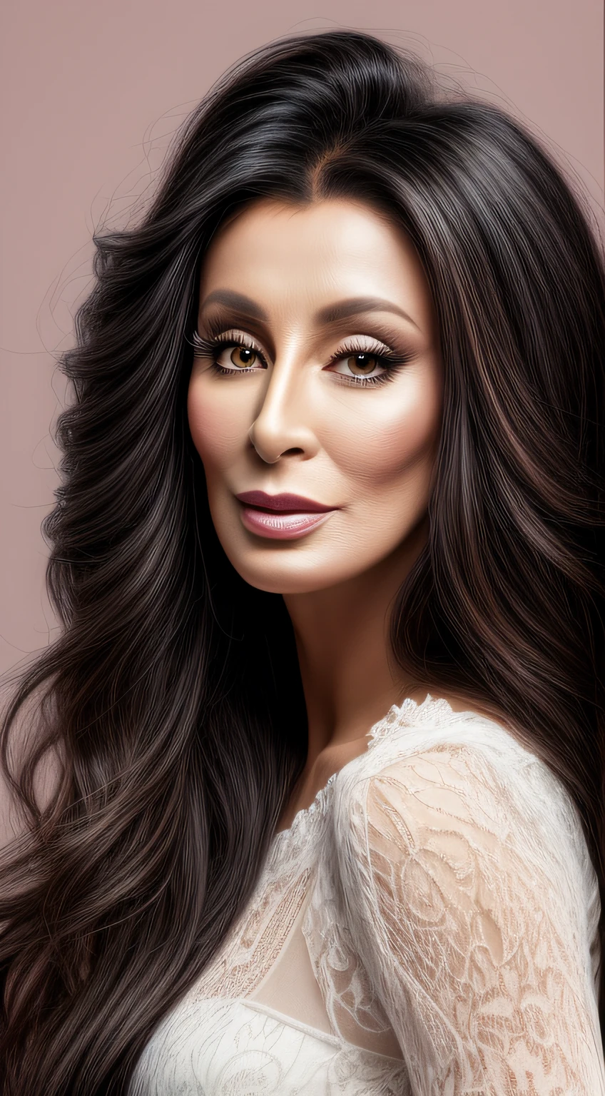 1woman,very Cher, beautiful skin, confident, passion, portrait, front look, 4k, high-res, best quality, illustration