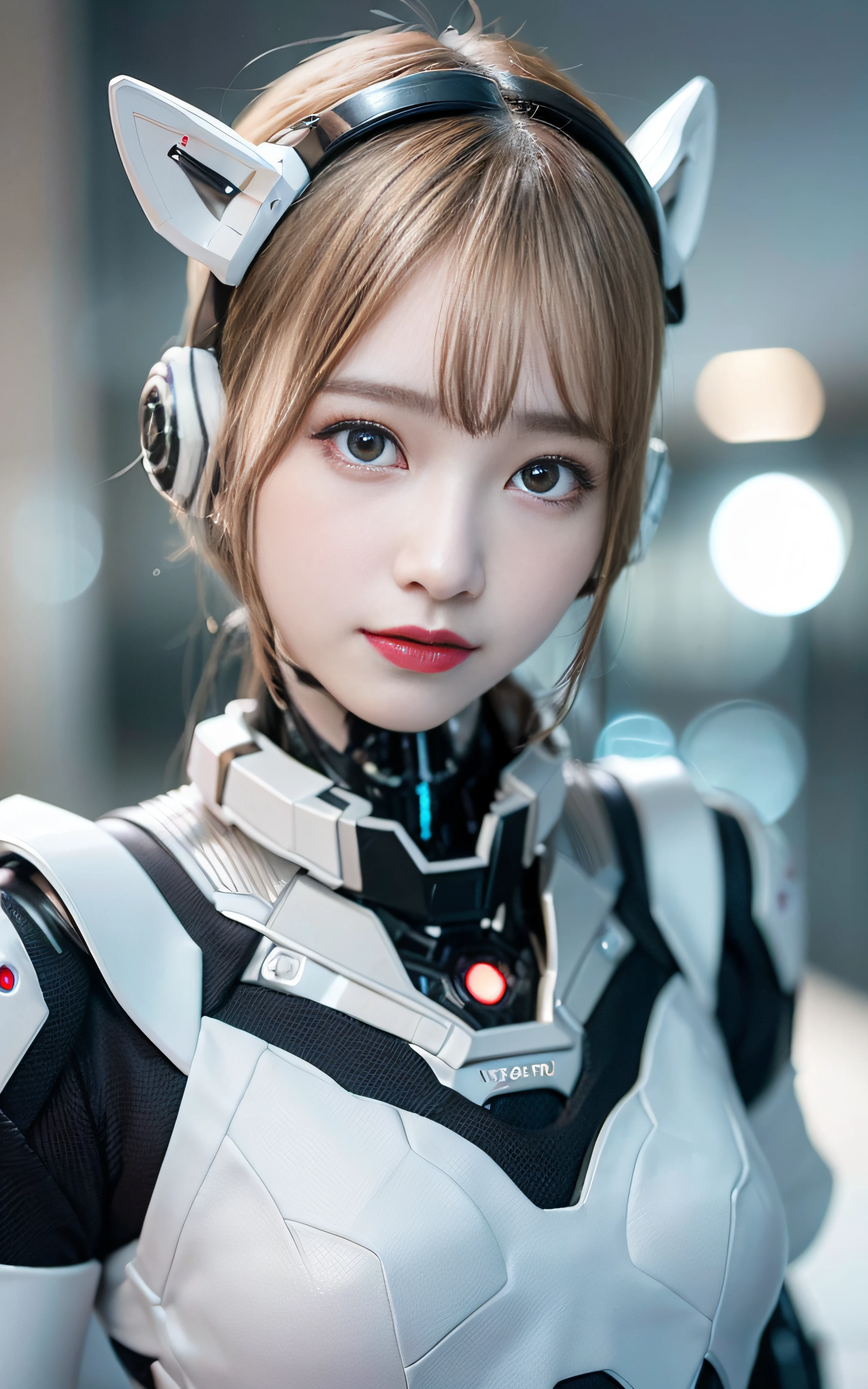 A female robot, white armor, futuristic, sci-fi, high-tech,(ulzzang-6500-v1.1), (idol), (detailed eyes),(detailed facial features),((detailed clothes features)),(8k,RAW photo,best quality,masterpiece:1.2),