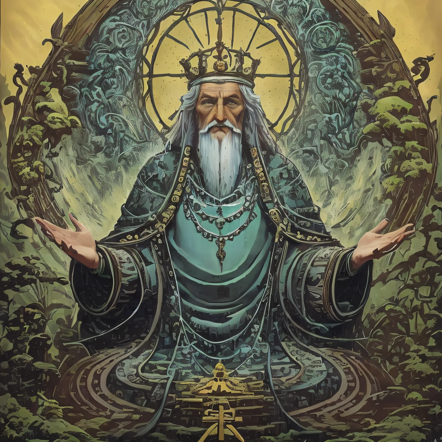 The Hierophant card in the Tarot represents tradition, spirituality, and teachings. He personifies the figure of a spiritual leader or mentor.
The Hierophant is depicted as an elderly man, dressed in ceremonial robes, often in shades of white and gold. His posture is upright and solemn, conveying a sense of wisdom and spiritual authority. He wears a crown that symbolizes his role as an intermediary between the divine and the earthly.
He is seated on a throne, usually adorned with sacred symbols, representing his connection to the divine mysteries. In his hand, he makes a gesture of blessing or teaching, symbolizing his role in imparting knowledge and wisdom.
Around the Hierophant, religious or spiritual symbols such as pillars, sacred books or divine figures can be seen. These elements represent the tradition, the spiritual teachings, and the belief system to which he is connected.
The Hierophant represents the search for spiritual knowledge, guidance, and connection with the divine. He reminds us of the importance of seeking teachings and guidance from reliable, established sources. He also invites us to follow the ethical and moral principles that are fundamental to our spiritual journey.
This letter encourages us to seek a deeper understanding of the spiritual world and to seek the wisdom imparted by those who came before us. It also invites us to find our own voice and spiritual truth, while respecting the tradition and teachings that have been handed down to us.
Upon encountering The Hierophant card, we are reminded of the importance of cultivating our spirituality, finding a spiritual guide or mentor, and following a path of spiritual growth and development. It is a card of connection to the sacred and of seeking a deeper understanding of the world beyond the physical.