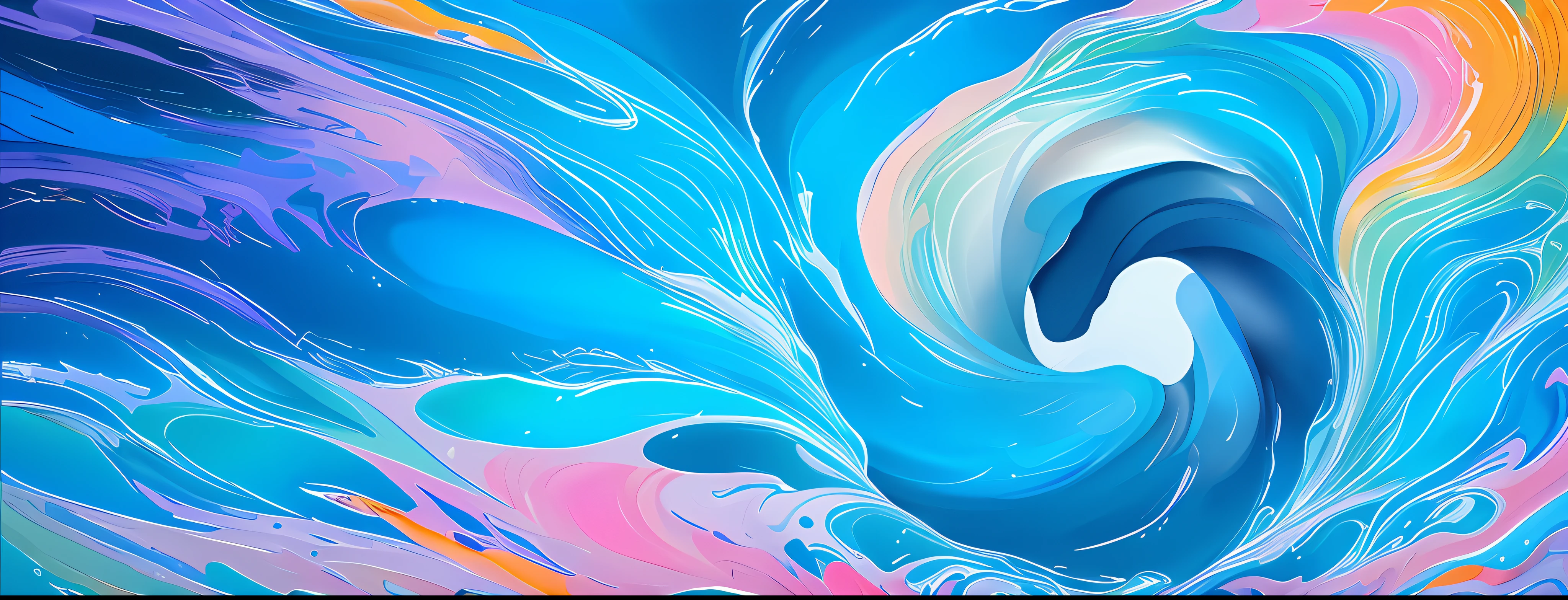 brightly colored abstract painting of a wave in a blue sky, vibrant digital painting, jen bartel, behance art, stylized digital art, style digital painting, godrays digital painting, detailed swirling water tornado, glossy digital painting, dreamlike digital painting, swirly, colorful digital painting, iridescence water elemental, splash aura in motion