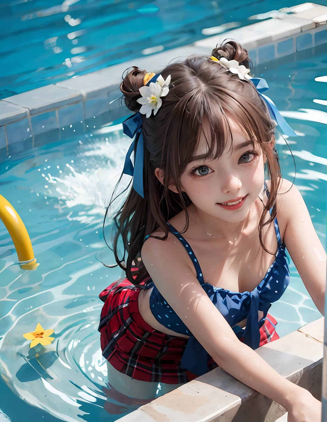 Pool, blue water, splash, pool, ripple