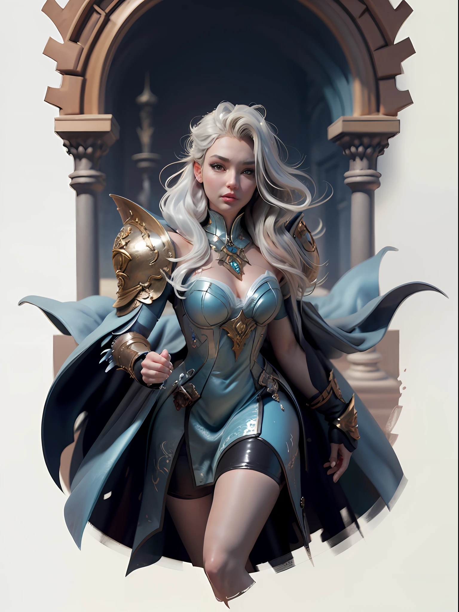 close-up of Britney Spears in a silver and blue dress, chengwei pan on artstation, by Yang J, detailed fantasy art, stunning character art, fanart best artstation, epic and exquisite character art, beautiful armor, extremely detailed art, detailed digital anime art, artgerm on artstation pixiv, girl in armor