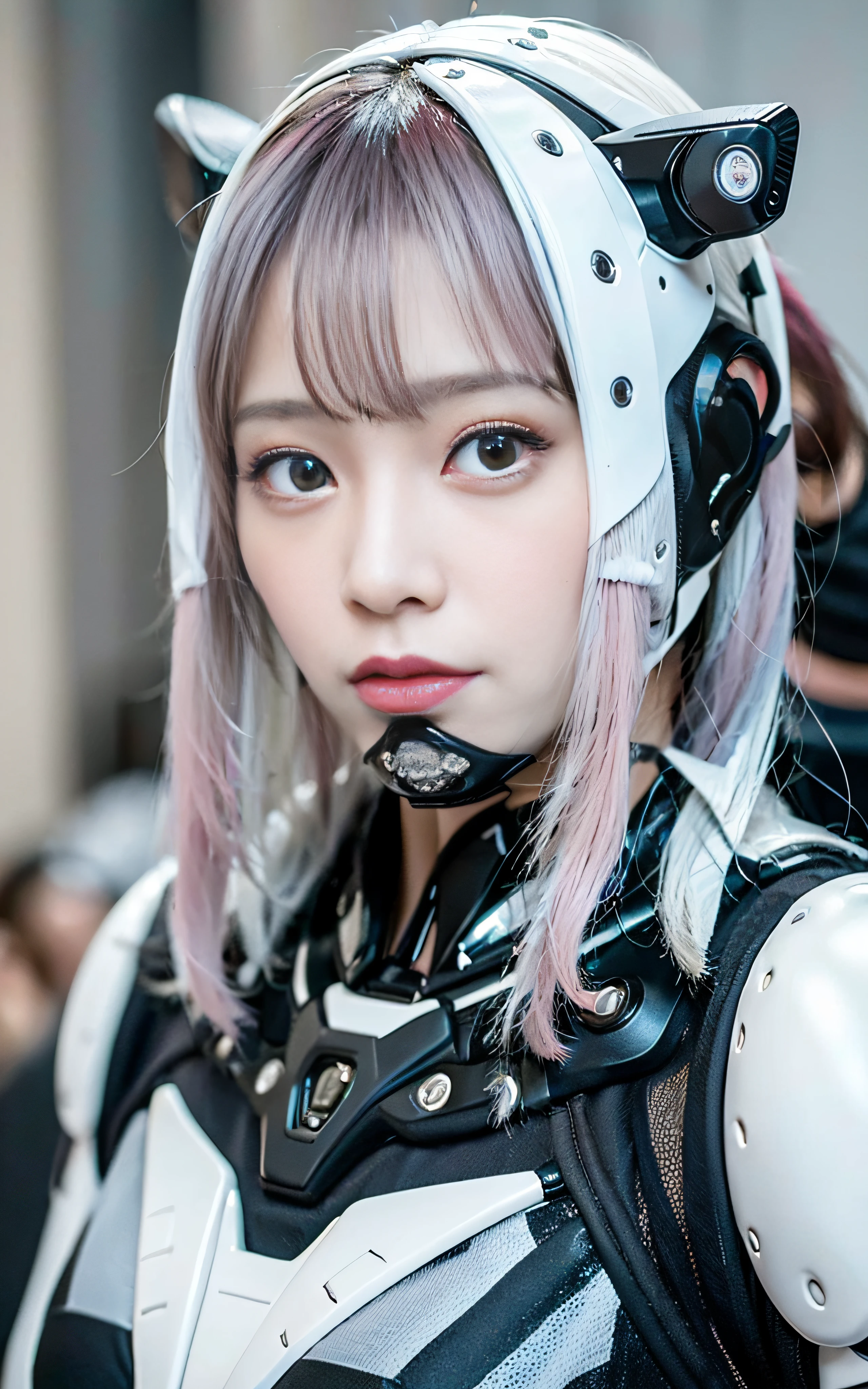 Pink and blue mesh color hair、Red inner color、Pink hair