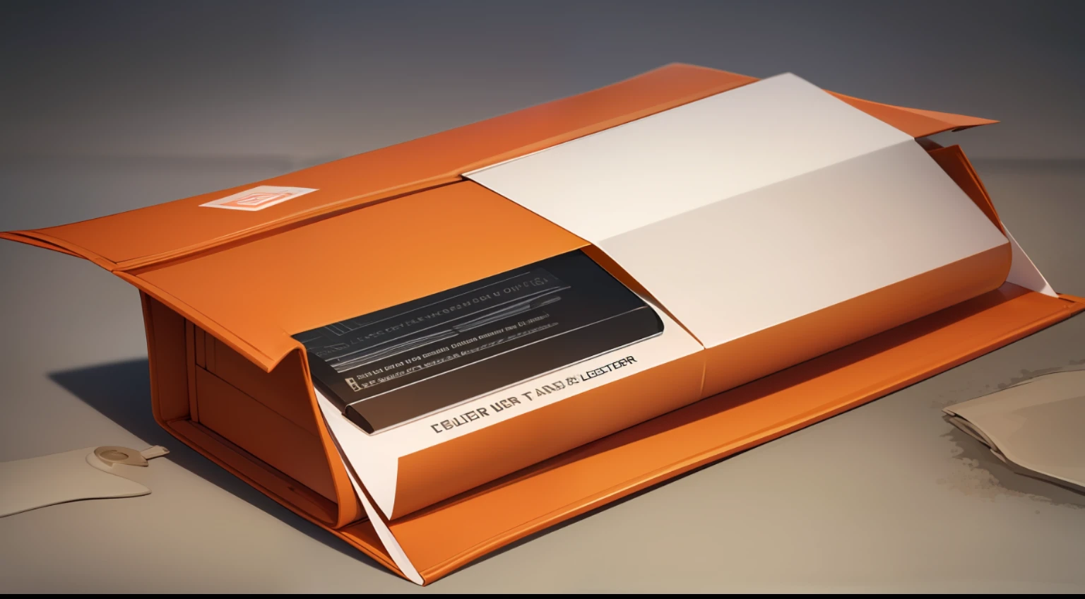 A stylish letterbox,Orange,Half sideways,The envelope is at the bottom,Flat shape,The texture is delicate and super good,The renderer uses OC
