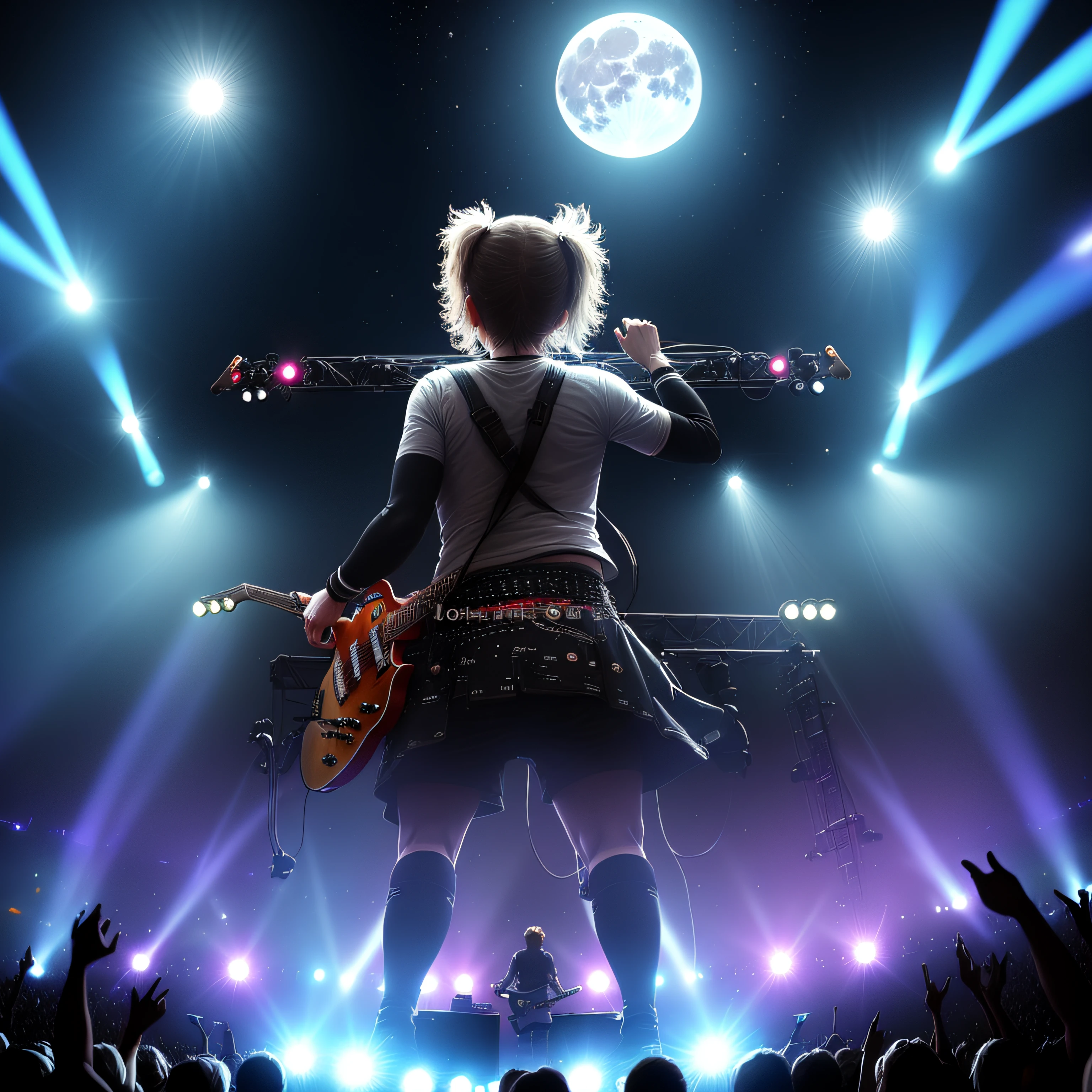 We'll defy the odds, with every note we play,
Unleashing the fury, like a storm on display,
The stage is our battlefield, the crowd our army,
We'll rock the world, with our wild and free. --auto