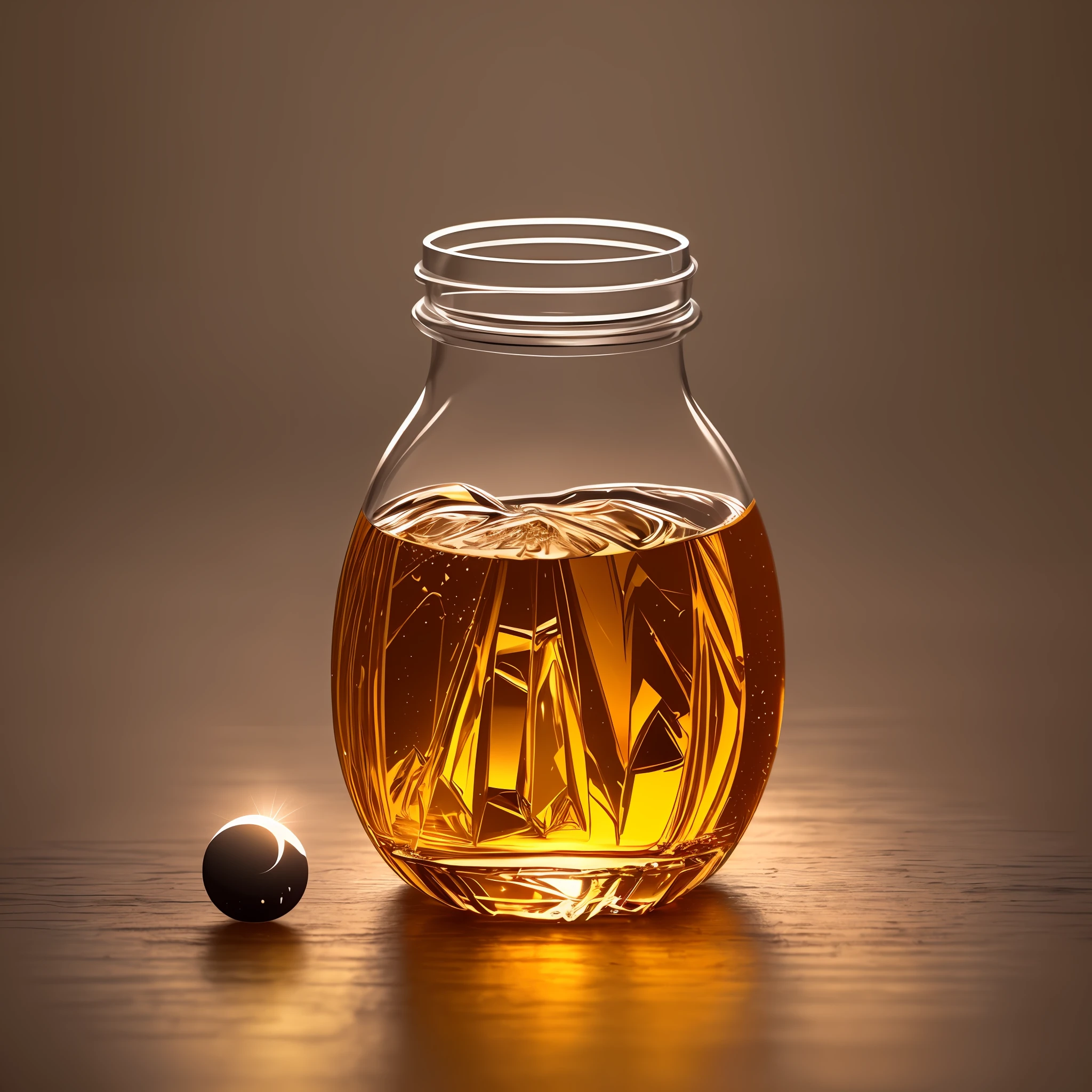 (botella de cristal con un eclipse dentro). pintura digital, artstation, arte conceptual, enfoque suave, clear, illustration. ultra realistic. fotorealista --auto --s2