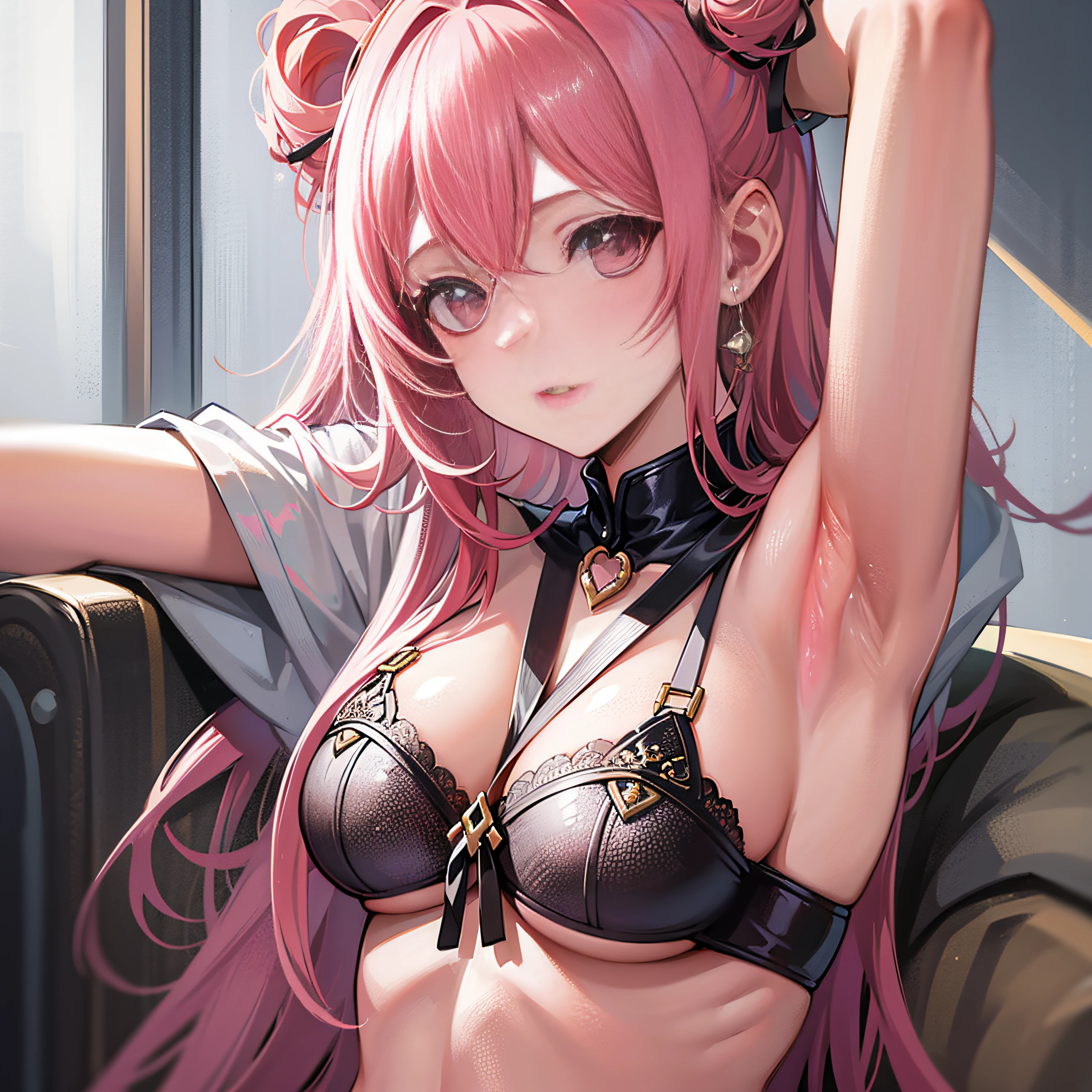 Masterpieces,top quality,higher rank,(High school student_a woman:1),Armpits pink hair