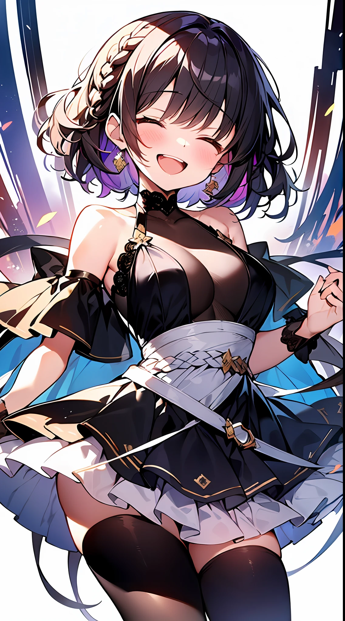 (incredibly absurdres absolutely resolution: 1.5), highest quality, masterpiece, ultra high resolution, 8k, (multiple girls), (gorgeous dresses with many gorgeous and colorful decorations) BREAK shoujo manga style, (loli), soft line drawing, digital enhancement, shojo manga touch, environmental change scenes, shojo manga core, ( Hair length to the shoulders))), (((short braid))), laughing with open mouth, closing eyes, ancient city of the West, angle from which the whole body is visible, entangle, beautiful and aesthetic: 1.5, High quality: 1.3