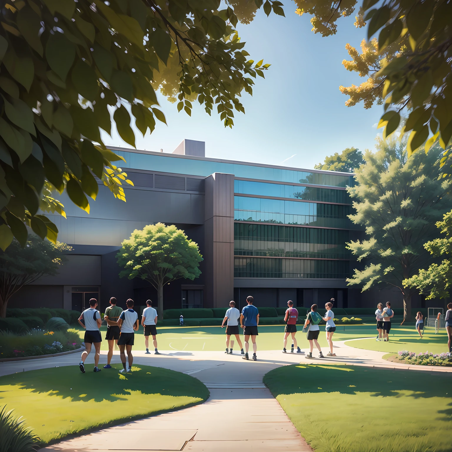 A modern building，Fighting arena appearance，Modern city，daytime，United States --auto