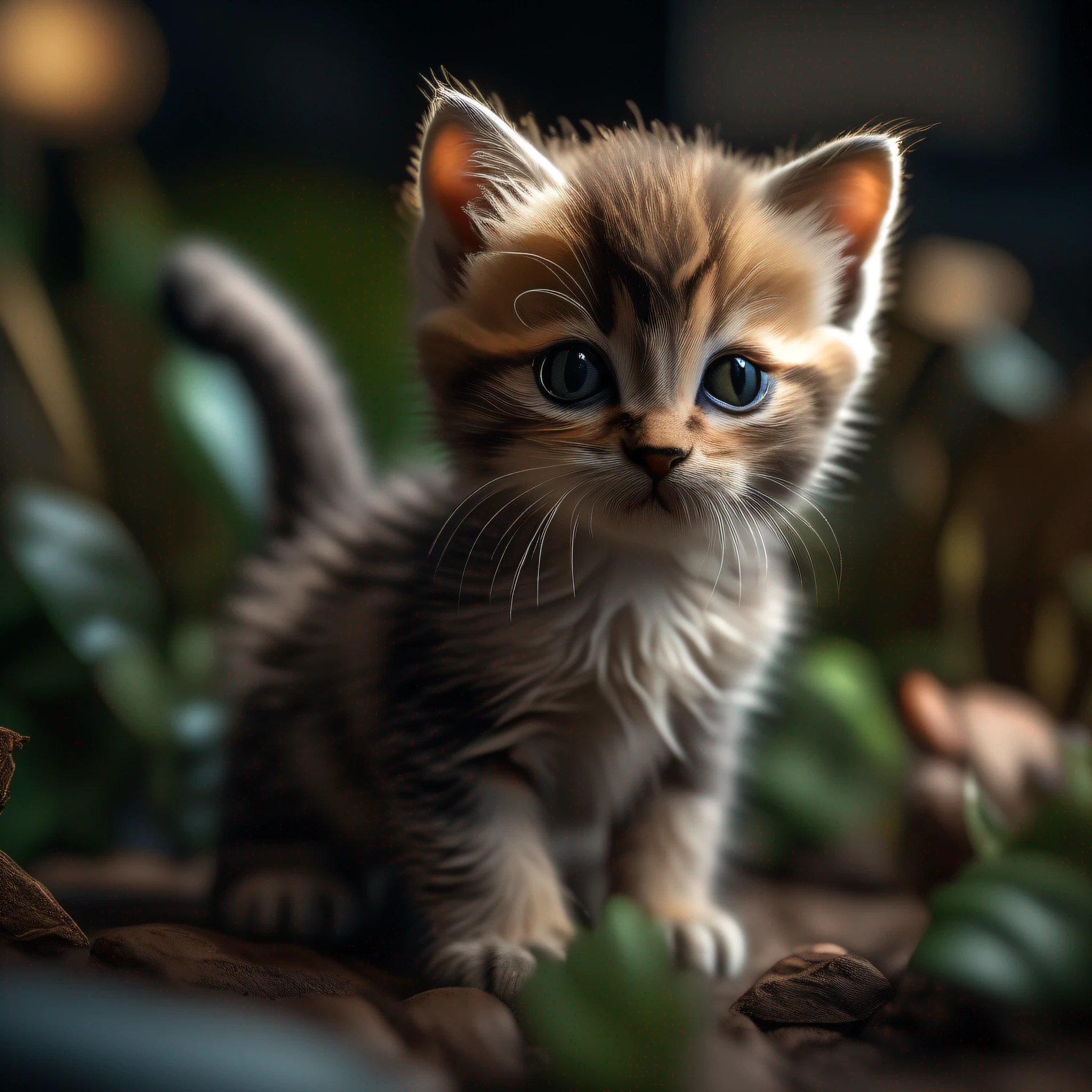 Nature photography of kitten 8K, 佳能 - EF - S 10mm f/ 3. 8, High dynamic range, contrast, Tilt shift, Detailed image studio lighting, trending on Artstation, Intelligent depth of field, high detailed, Sony Alpha A7, ISO 1900 certified, photo-realistic, intricate detail, 8K, photoshoot, Anatomically correct and proportional