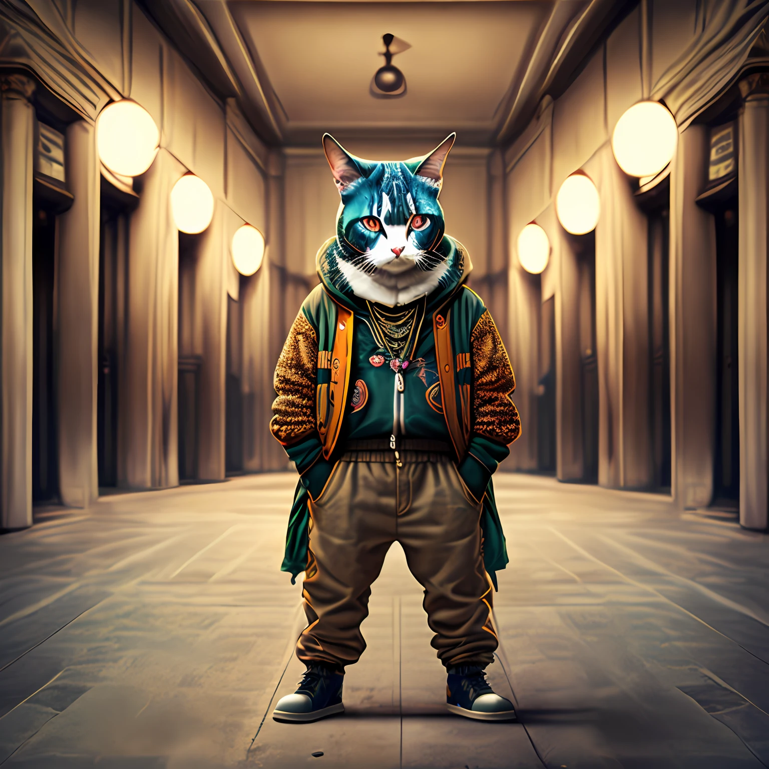 personification,Pet face,stand,Hip hop ,Photograph