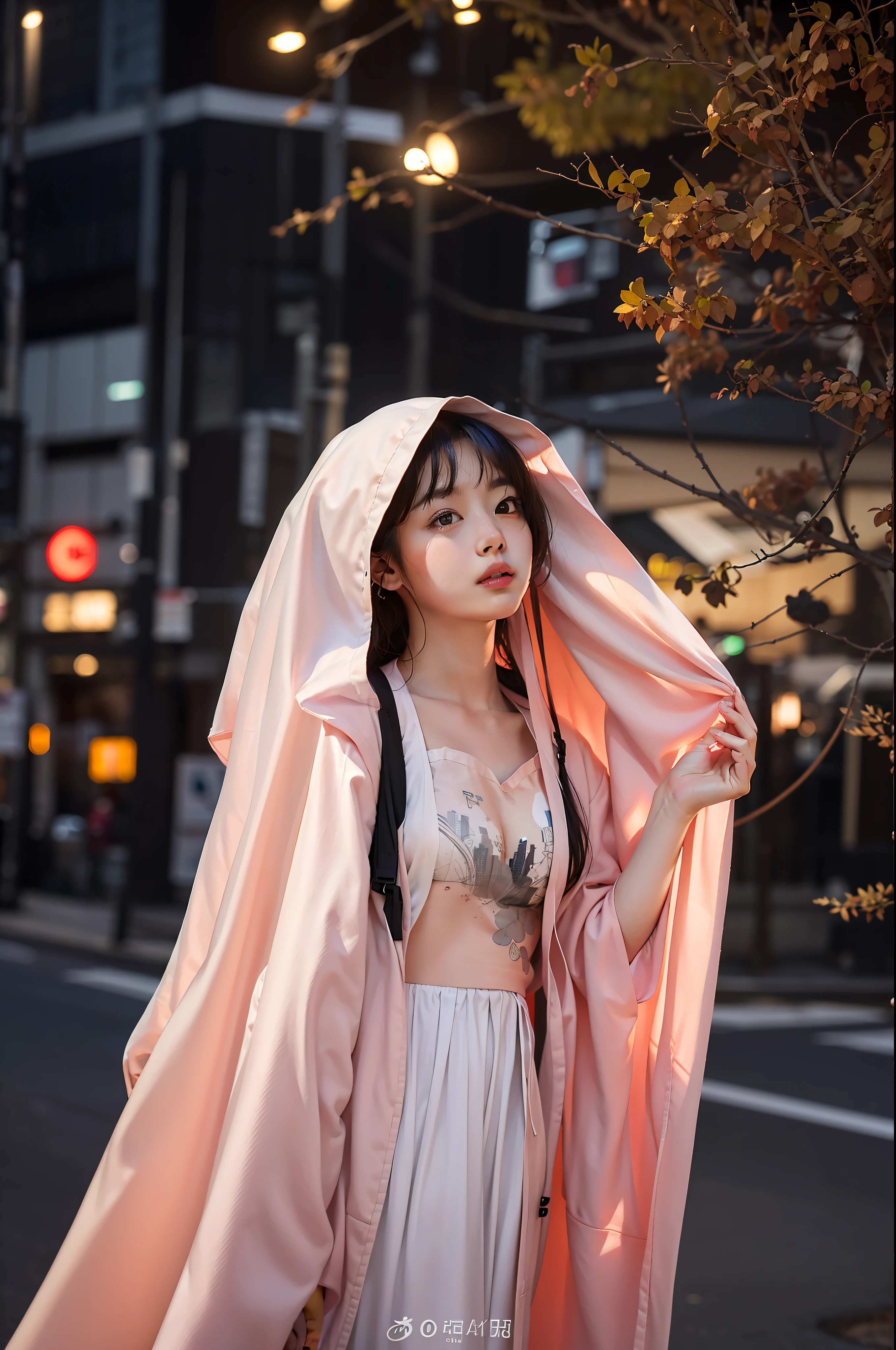 1girl, Tokyo street,night, cityscape,city lights, upper body,close-up, 8k, RAW photo, best quality, masterpiece,realistic, photo-realistic,