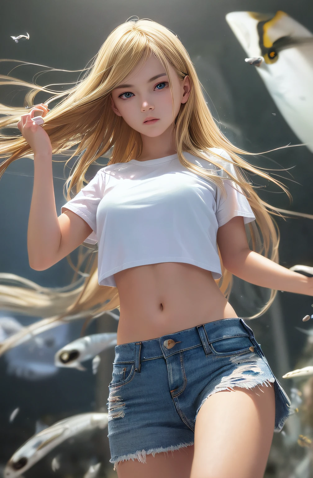 (8K、4K、Best image quality、High Definition、Ultra High Resolution:1.1)、(Masterpieces、real、photo-realistic:1.1)、1girle、face、close up、twintails、Blonde hair、grey eyes、Red lips、(Watch the viewer:2)、ridiculously long hair、long eyelashes、Eye shadow、Small face、big eyes、
bare shoulders、
High contrast、Light Elf Princess、In the deep forest、On the banks of the springs、