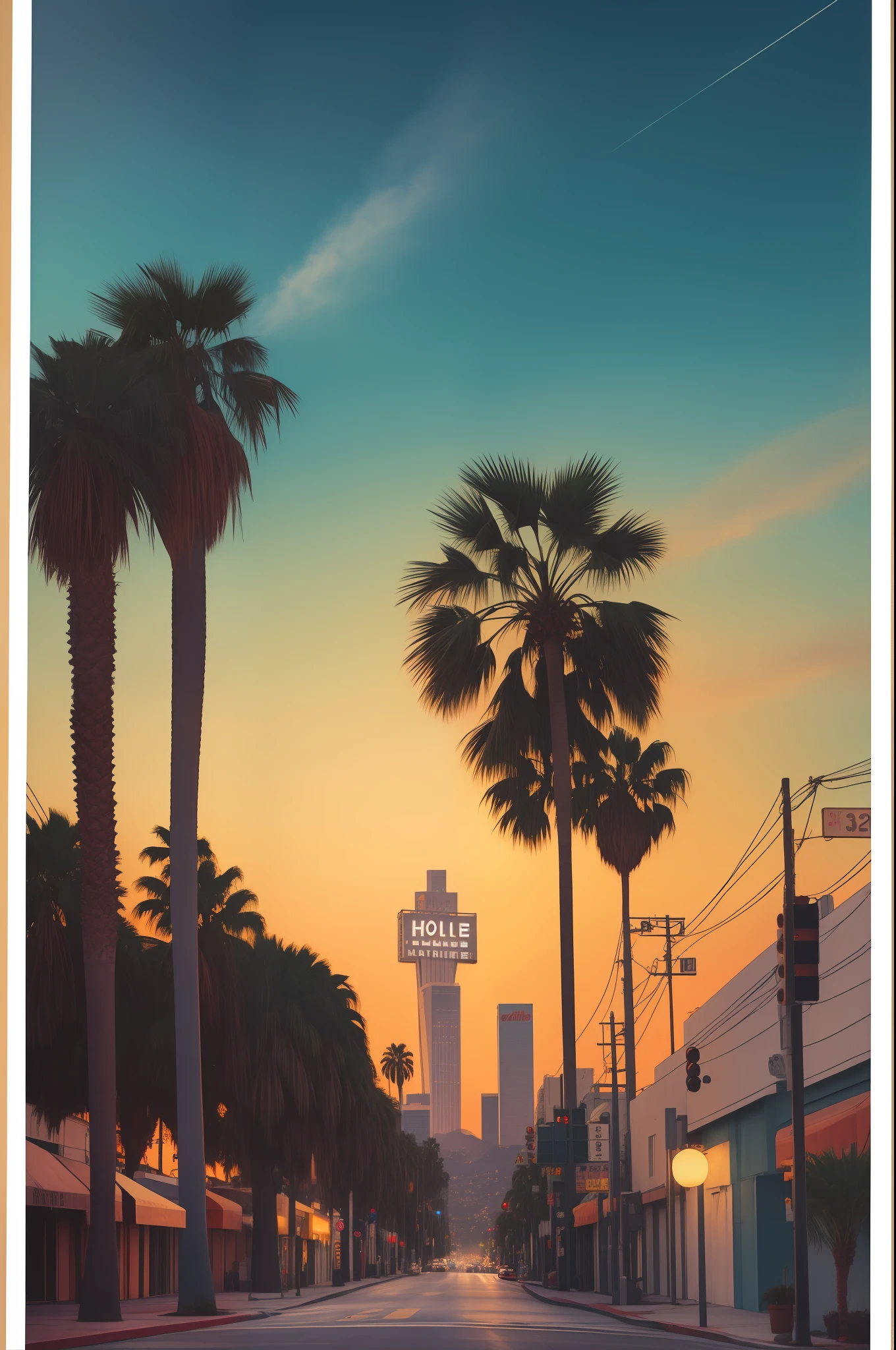 Palm Tree、Los Angeles Art District、Hollywood Sign、film、art、Party Posters、evening、Enthusiasts