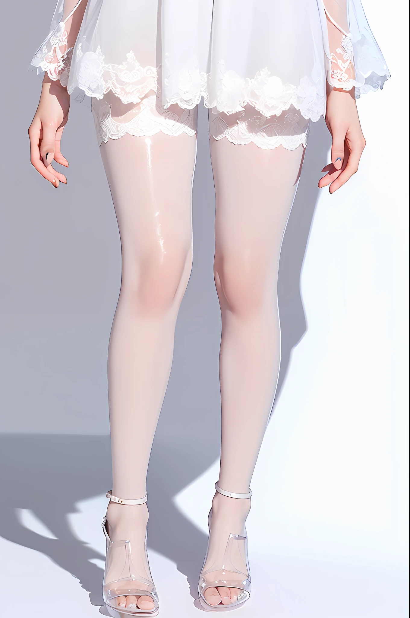 1girle, solo, Full body portrait, Transparent nightdress, heels, silk stockings, Masterpieces, Best quality, Realistic, hyper-detailed, (Shiny skin, perspire:1.4),  (Clothes are transparent:1.6),(Full body view :1.6),looking at the viewer, Short light blue hair, Red eyes,slender,Dynamic light and shadow,high-res,Sharp focus,depth of field,The eyes are delicate,Sharp pupils,The pupils are realistic,(C cup:1.2),(White skin:2.0),(Long legs:1.8),(Clothes are transparent:1.5),outdoors,sky