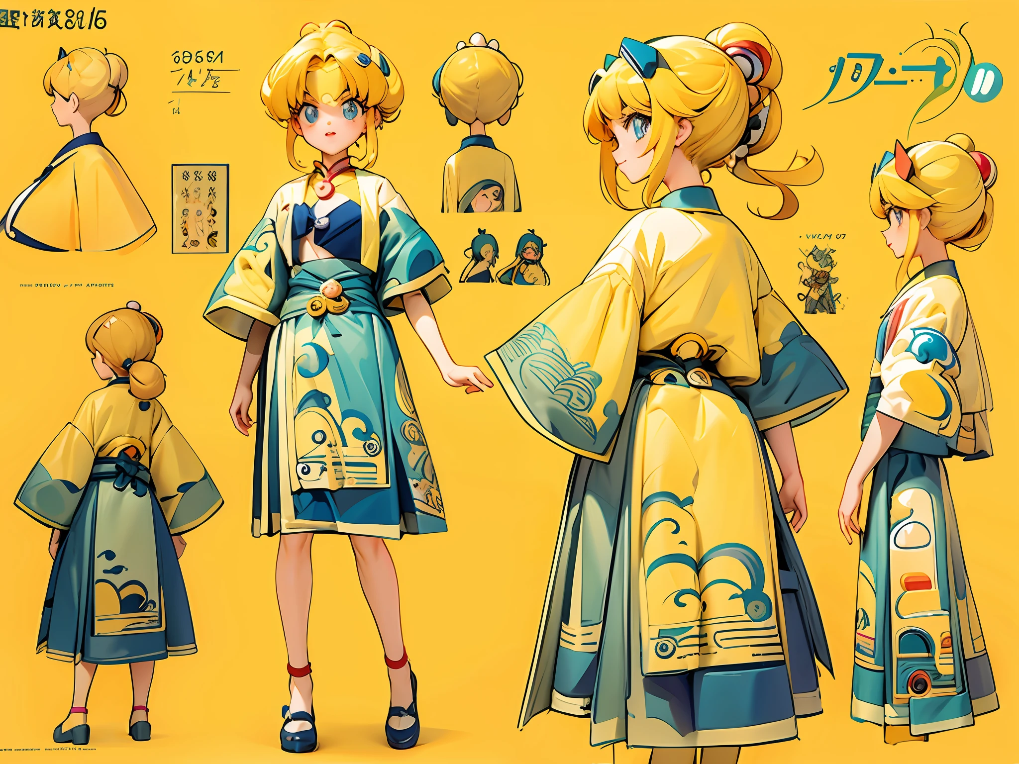 an anime girl with blonde hair on front of a poster, Sailor Moon, in the style of vintage aesthetics, celebrity and pop culture references, animated gifs,gritty reportage,asante art, 32k uhd, 19thcentury --ar 58:77 --niji 5