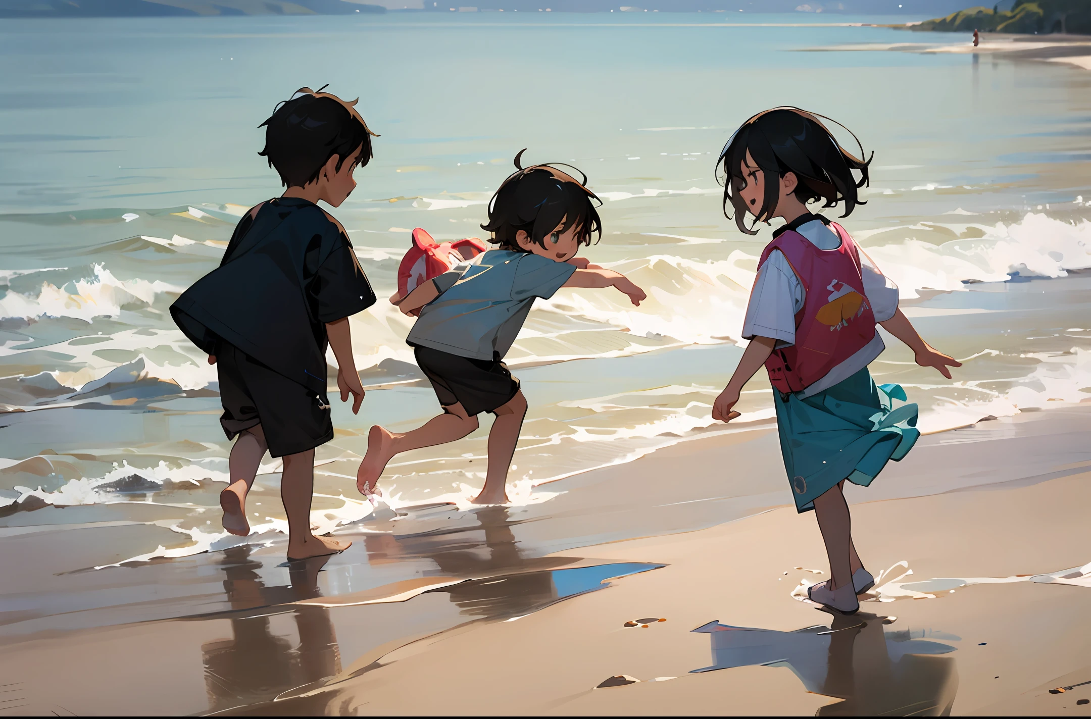 Two kids playing onthe beach