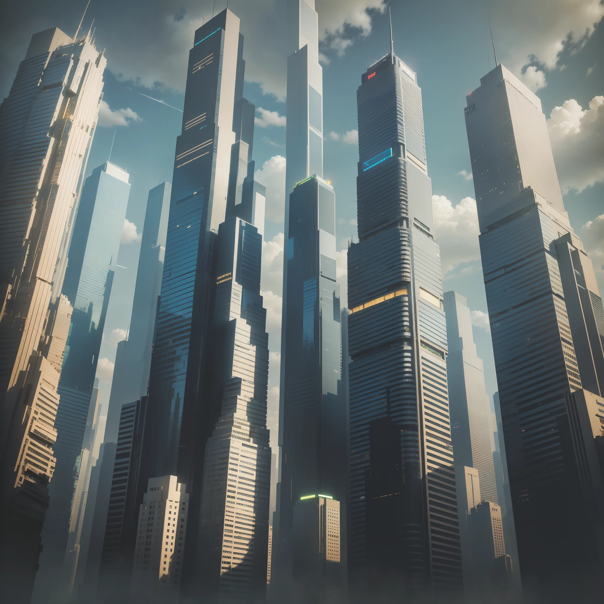 Cyberpunk Skyscrapers A futuristic world SF Utopia bestquality master masterpiece Ultra High Resolution