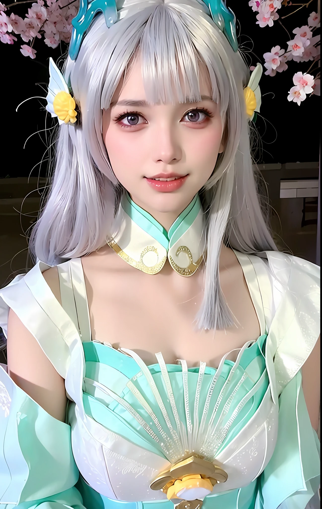 (ulzzang-6500-v1.1:0.8),(raw photo:1.2),((photorealistic:1.4)),(upper body),best quality,masterpiece, very delicate and beautiful, very detailed, CG, unity, 8k wallpaper , amazing, fine detail, masterpiece, best quality, official art, extremely detailed CG unity 8k wallpaper, ridiculous, unbelievably ridiculous, huge file size, super detailed, high resolution, very detailed, beautifully detailed girl, very detailed eyes and face, beautiful detailed eyes, light on the face, movie lighting, 1 girl, looking at the audience, east asian architecture, (blurred background: 1.2), cherry blossoms, lantern lights, depth of field,