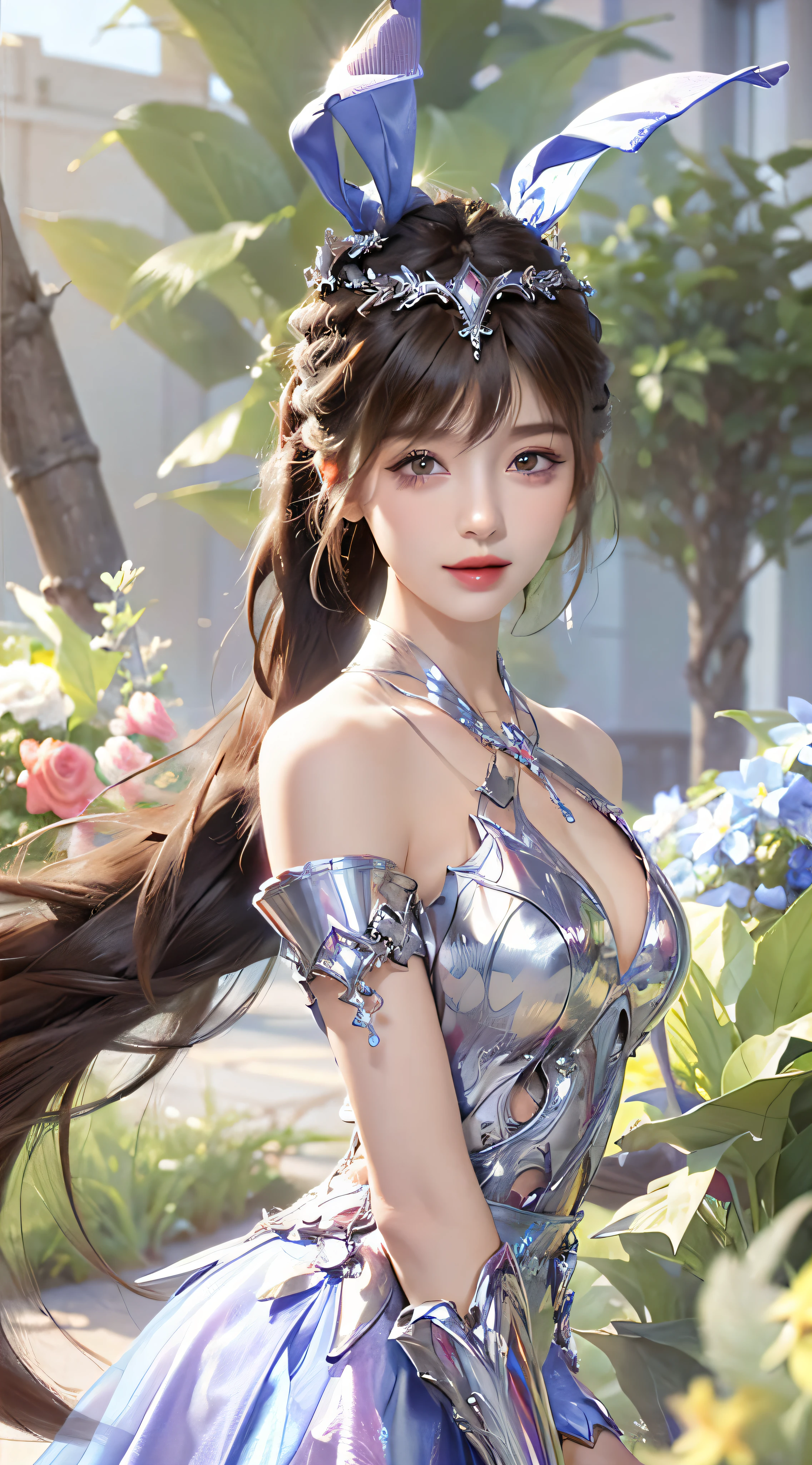 ((Best quality, 8k, Masterpiece :1.3)), 1girl, smiling, full body, slim face, Pretty woman, (Dark brown hair), full length dress :1.1, Ultra-detailed face, Detailed eyes, Double eyelid, blur background, slim face, city, outside, street,