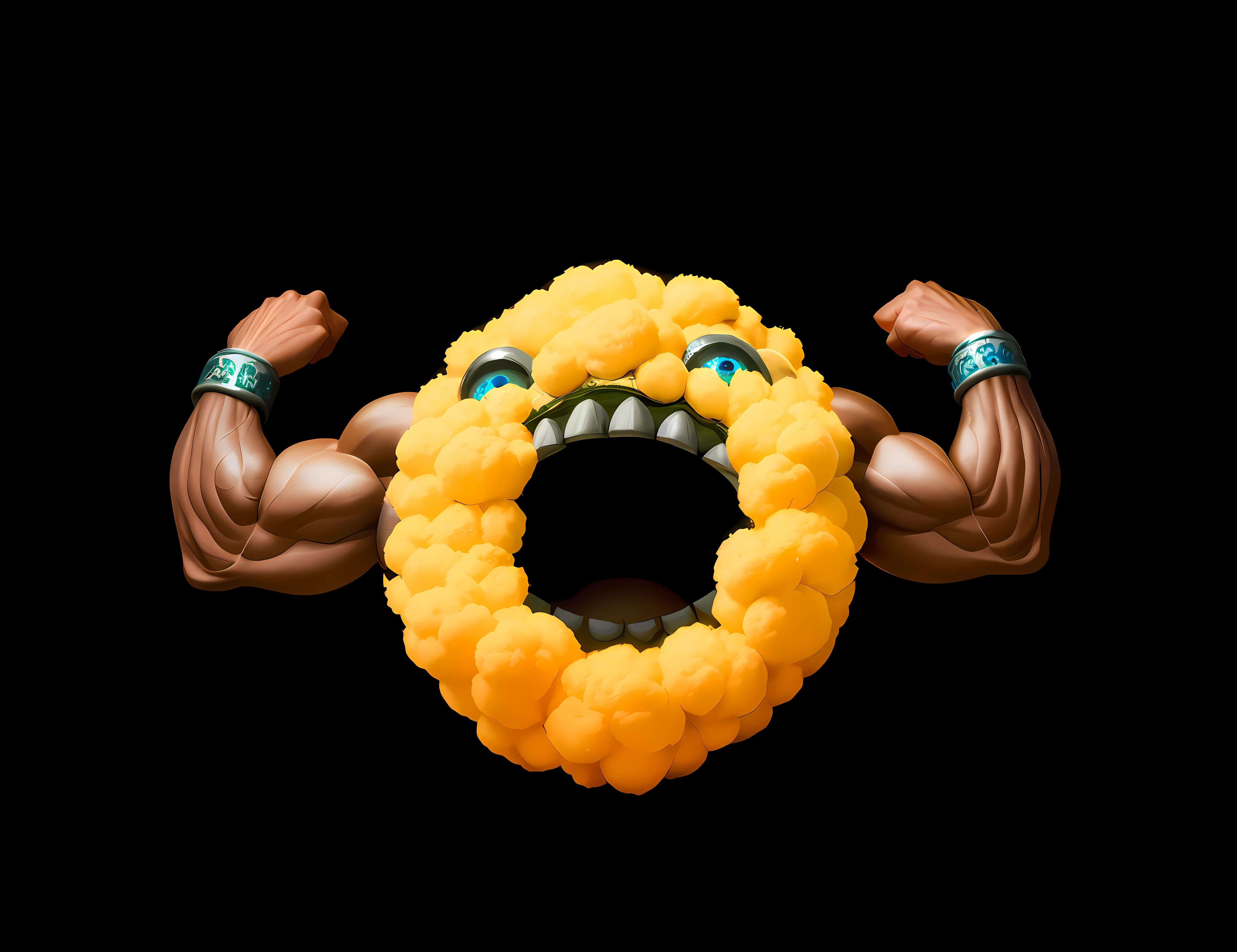 puffs ring with monster face and muscle arms