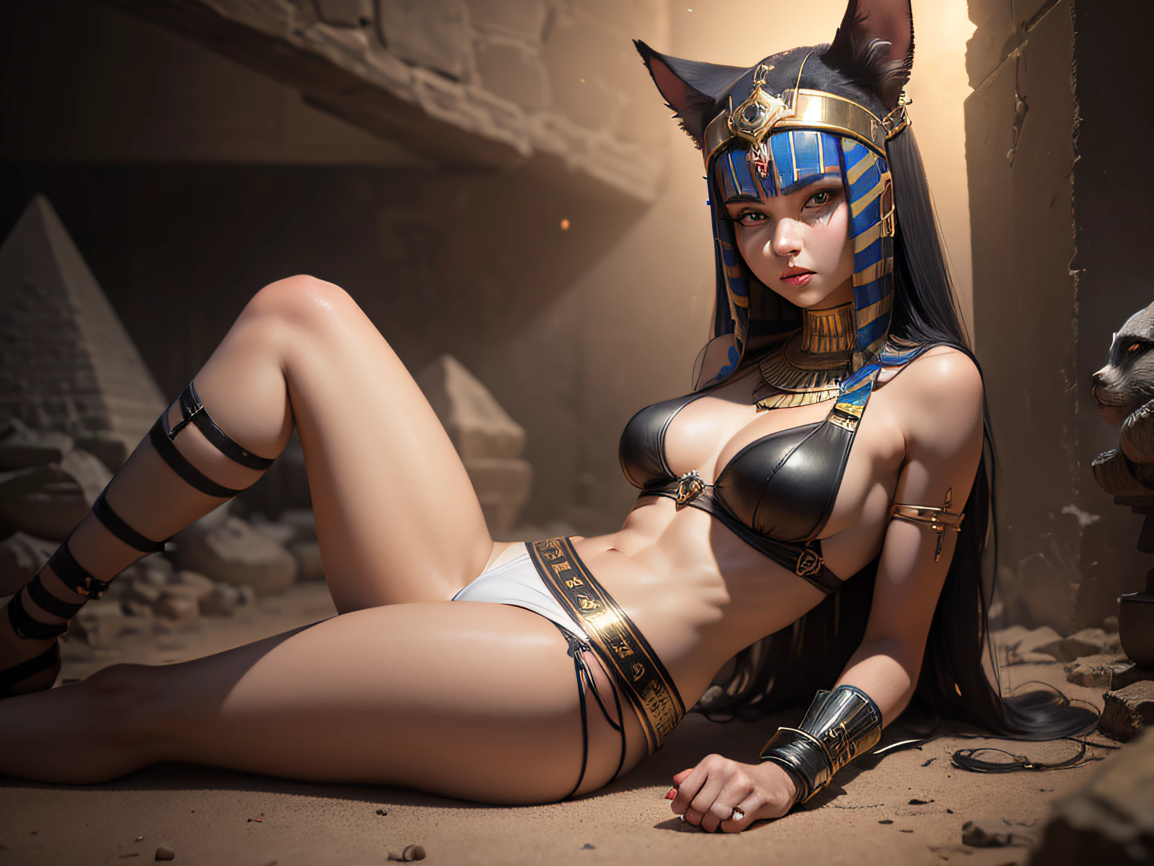 vista cuerpo completo, 1 girl, cat girl, ankha (cruce de animales), muy cachonda, piel amarilla, cola de gato, orejas de gato, pelo azul corto, flequillo, delgada, vestido blanco estremadamente corto y justado, ropa semitrasparente, viento ascendente muy fuerte, tiro de vaquero, inexpresivo, (mirando al espectador: 1.1 Egipto, Tutankhamun's mask, pharaoh, Bastet, Anubis, sin ropa interior, League belt, por mucha, niji --V5, cerca de real, psychopath, cara seductora y de placer, pose seductora, Inside a pyramid, ropa de 2 piezas, seductora profesional, cuerpo perfecto, centrada, escala para adaptarse a las dimensiones, HDR (High dynamic range), trazado de rayos, NVIDIA RTX, superresolución, irreal 5, Subsurface dispersion, textura PBR, posprocesamiento, Anisotropic filtering, profundidad de campo, Maximum clarity and sharpness, texturas multicapa, mapas de albedo y especulares, sombreado de superficie, Accurate simulation of light-material interaction, proporciones perfectas, renderizado de octanaje, Two-tone lighting, apertura amplia, ISO bajo, balance de blancos, regla de tercios, 8K RAW