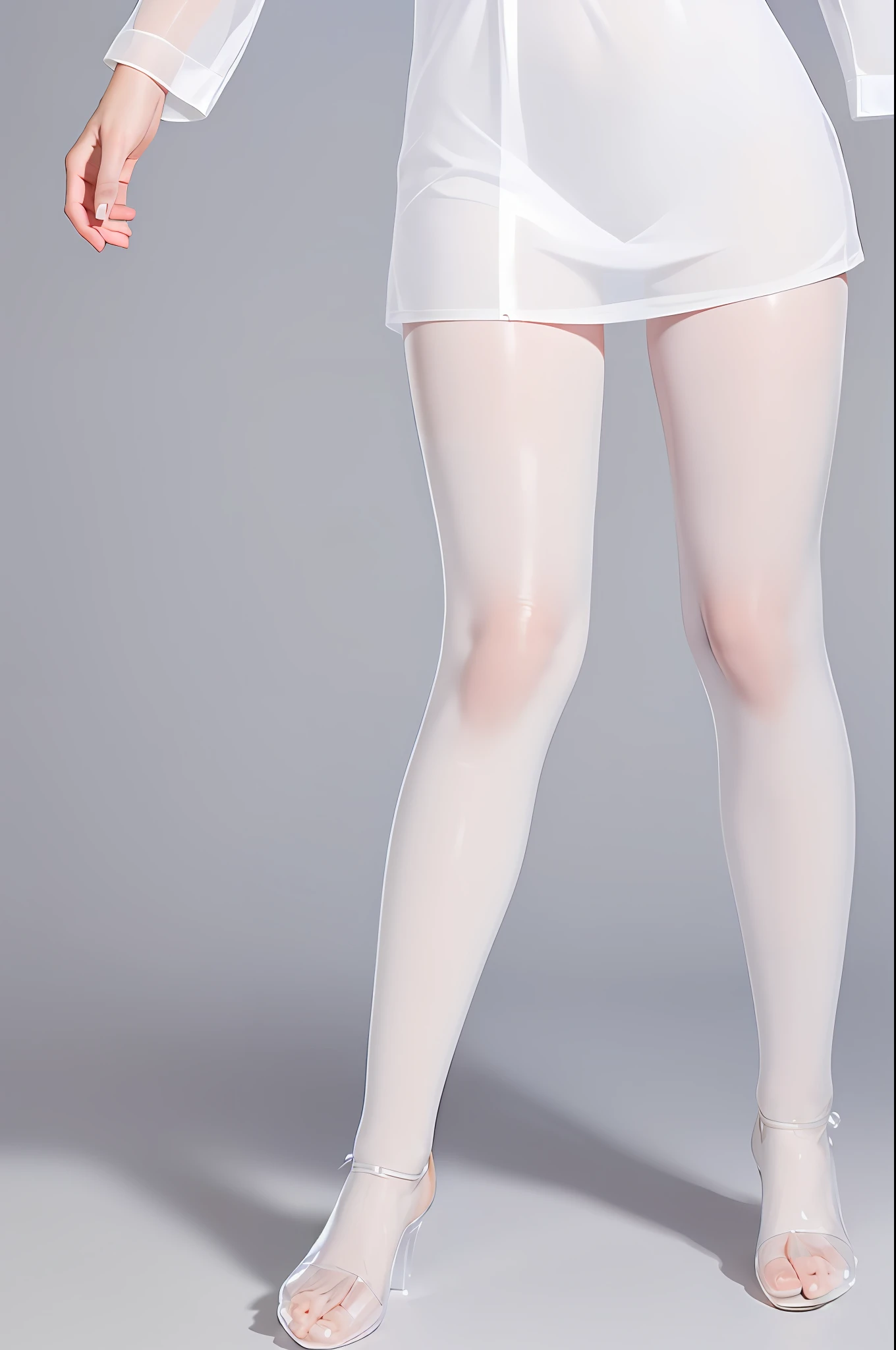 1girle, solo, Full body portrait, Transparent nightdress, heels, Gray stockings, Masterpieces, Best quality, Realistic, hyper-detailed, (Shiny skin, perspire:1.4), (Clothes are transparent:1.6),(Full body view :1.6),looking at the viewer, Short light blue hair, Red eyes,slender,Dynamic light and shadow,high res,Sharp focus,depth of field,The eyes are delicate,Sharp pupils,The pupils are realistic,(C cup:1.2),(White skin:2.0),(Long legs:1.8),(Clothes are transparent:1.5),swimming pool