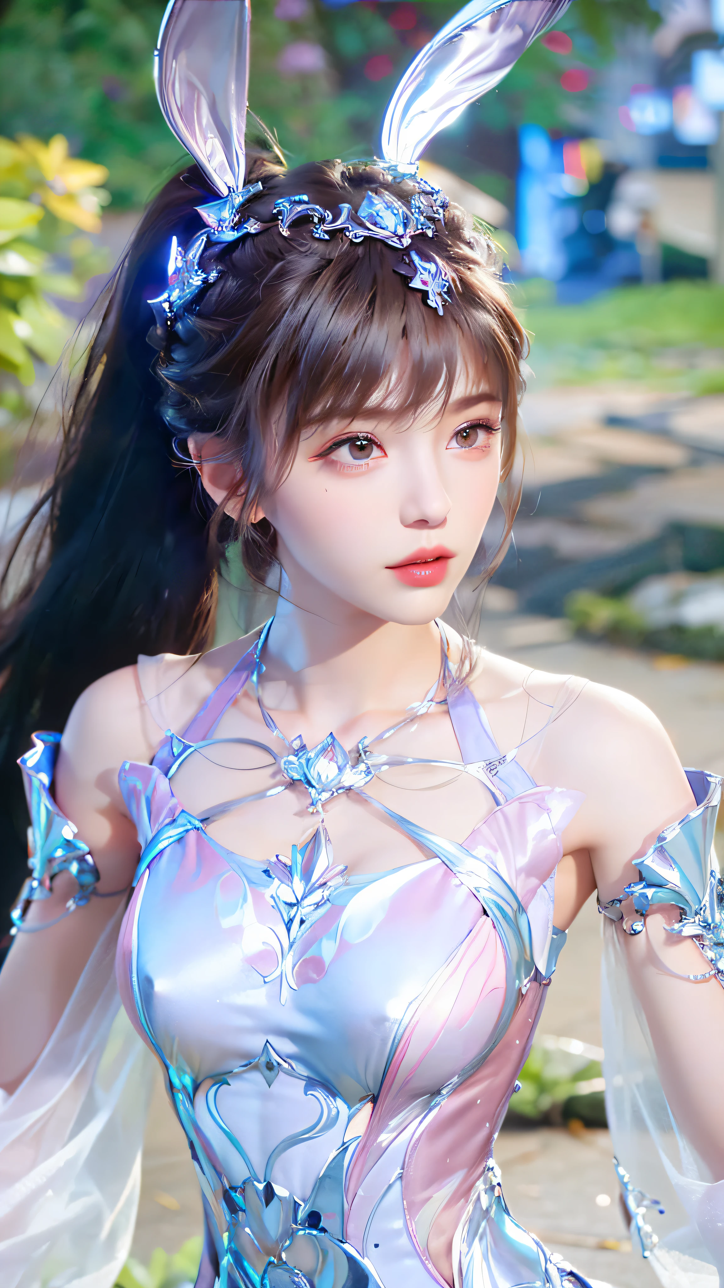 ((Realistic lighting, Best quality, 8K, Masterpiece: 1.3)), Clear focus: 1.2, 1girl, Perfect Figure: 1.4, Slim Abs: 1.1, ((Dark brown hair)), (White crop top: 1.4), (Outdoor, Night: 1.1), City streets, Super fine face, Fine eyes, Double eyelids,