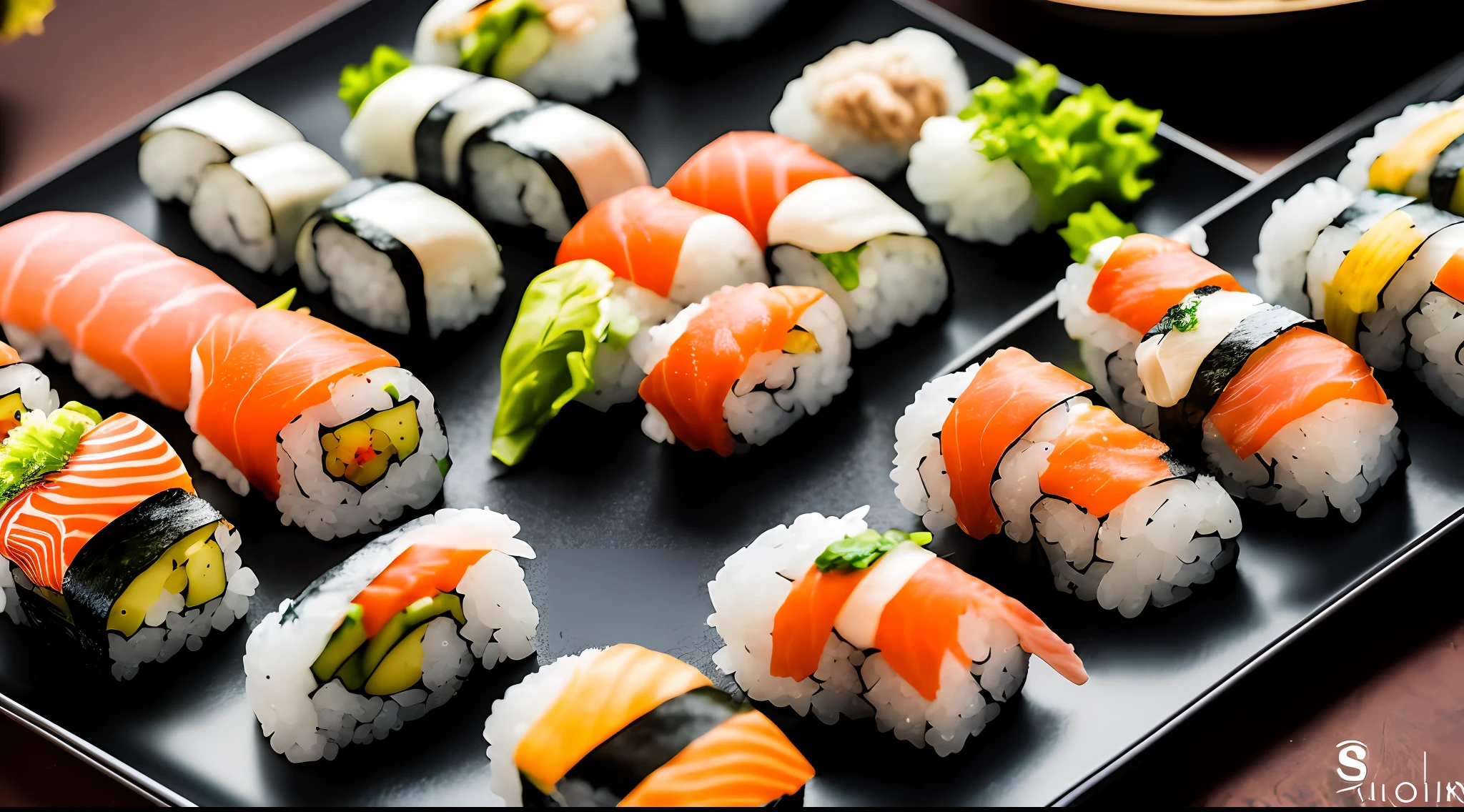 assorted sushi, Contemporary, professional Michelin Star gourmet food photography, depth of field –s 300 –q 2 --auto