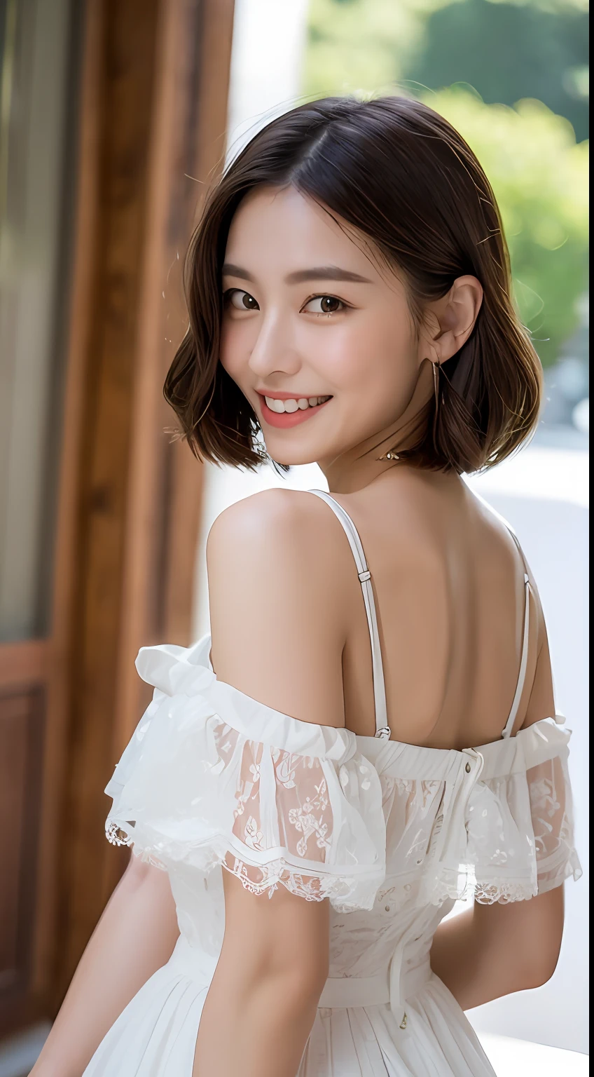 ((Best Quality, 8K, Masterpiece: 1.3)), 1 Girl, Slim Abs Beauty: 1.3, (Hairstyle Casual, Big: 1.2), Dress: 1.1, Super Slender Face, Delicate Eyes, Double Eyelids, Smile, Home, Raw Photo