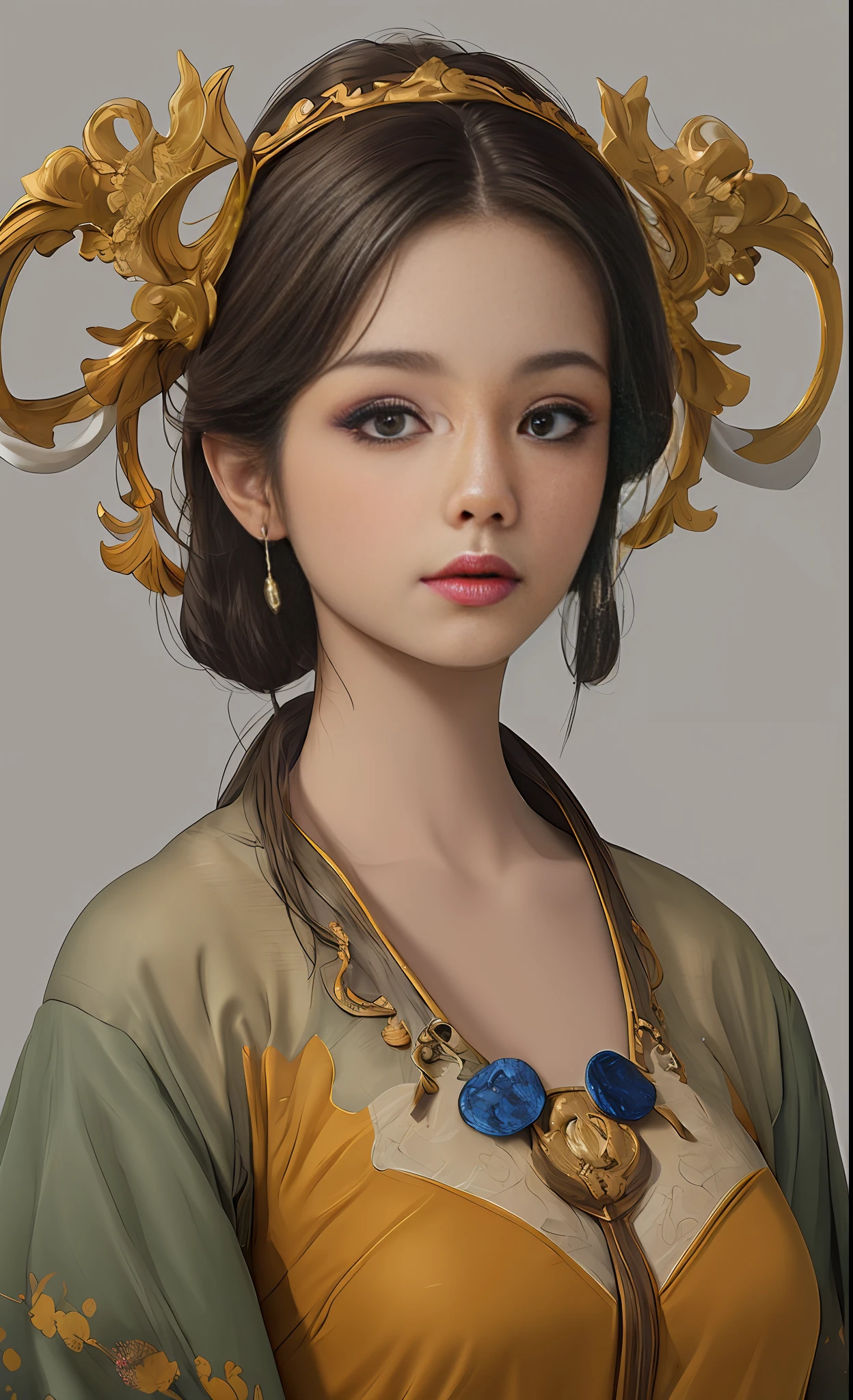 A girl, ancient Chinese costume, whole body, sunshine, clear face, clean white background, masterpiece, super detail, epic composition, ultra HD, high quality, extremely detailed, official art, uniform 8k wallpaper, super detail, 32k