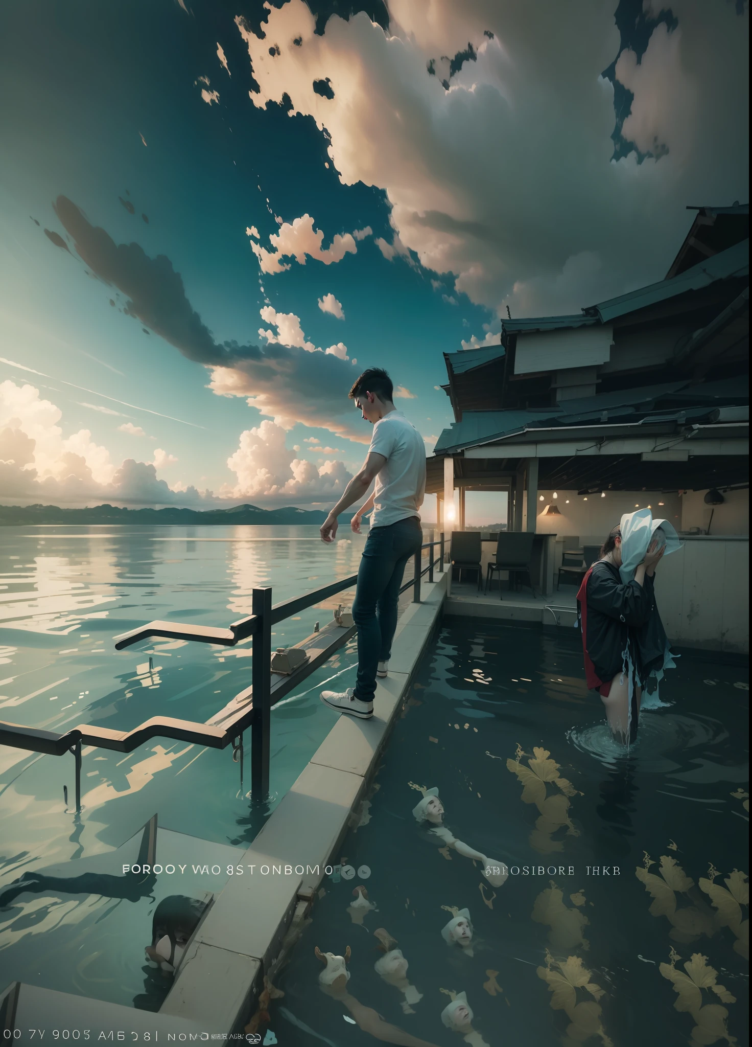 Since the sky, realistic face 8k quality drown shoot photo