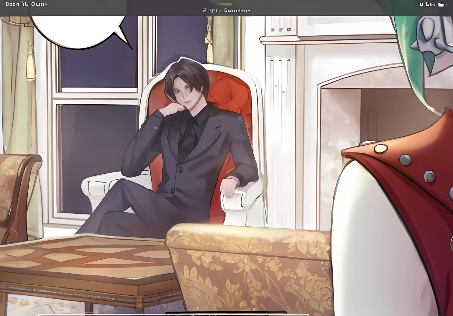 A man sits in a chair