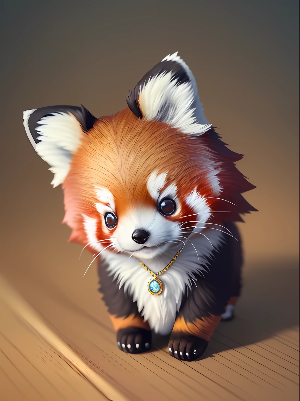 cute tiny hyperrealist Red Panda with different color eyes waring a necklace, Chibi, adorable and fluffy, logo design, cartoon, cinematic lighting effect, charming, 3D vector art, cute and quirky, fantasy art, bokeh, hand-drawn, digital painting, soft lighting, isometric style, 4K resolution, photorealistic rendering, highly detailed clean, vector image, photorealistic masterpiece, professional photography, simple space backdrop, flat white background, isometric, vibrant vector --auto