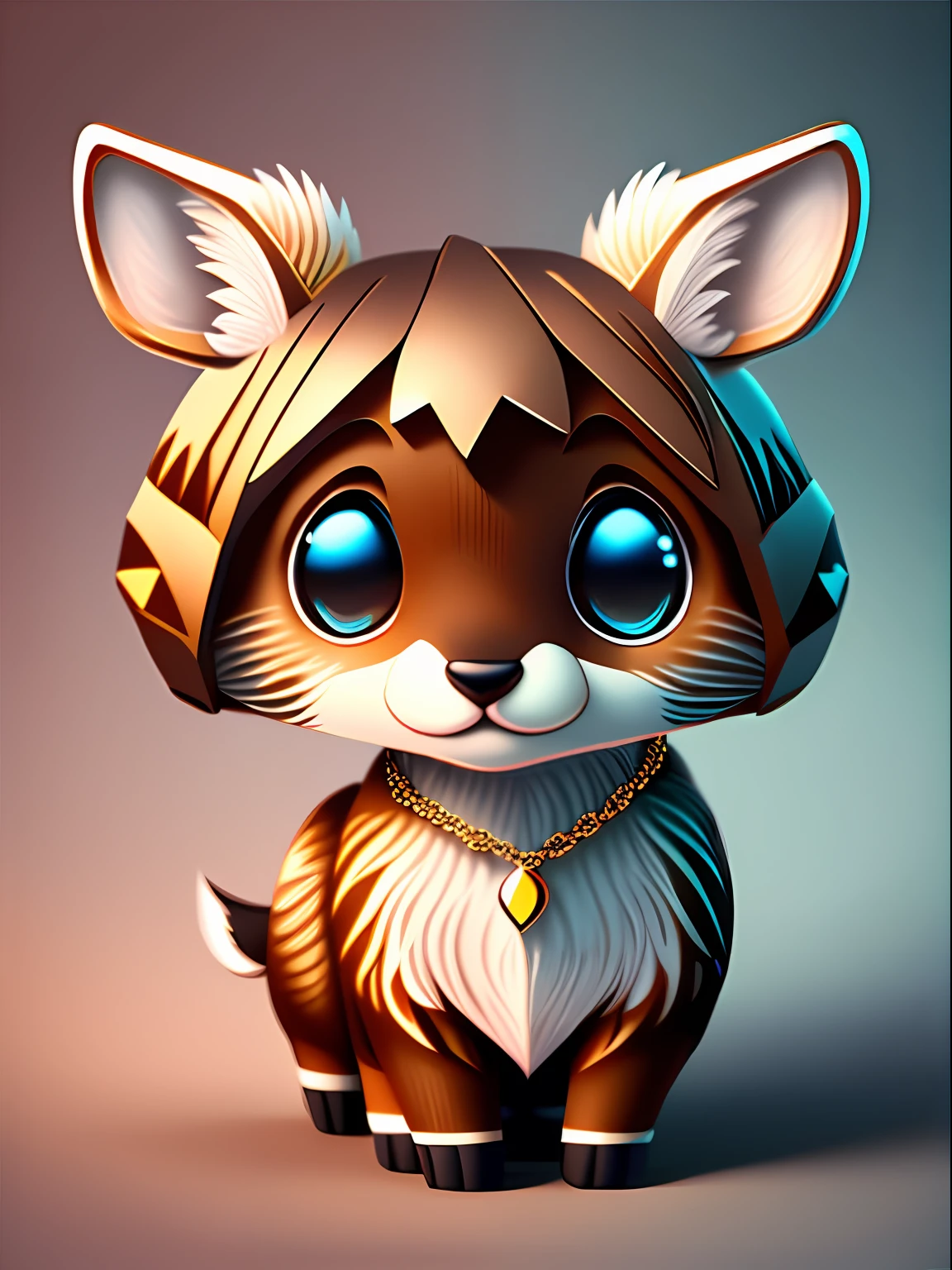 cute tiny hyperrealist Deer with different color eyes waring a necklace, Chibi, adorable and fluffy, logo design, cartoon, cinematic lighting effect, charming, 3D vector art, cute and quirky, fantasy art, bokeh, hand-drawn, digital painting, soft lighting, isometric style, 4K resolution, photorealistic rendering, highly detailed clean, vector image, photorealistic masterpiece, professional photography, simple space backdrop, flat white background, isometric, vibrant vector --auto