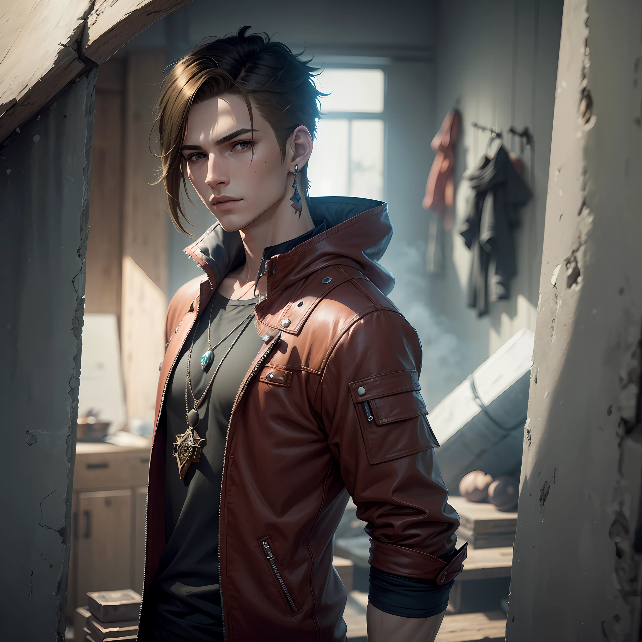 A male avatar in a final fantasy 16 setting, 1male, portrait, shorter hair, no piercings, (shorter h hair :1.1), (body mass :1.2), ((brown blonde hair :1.5))