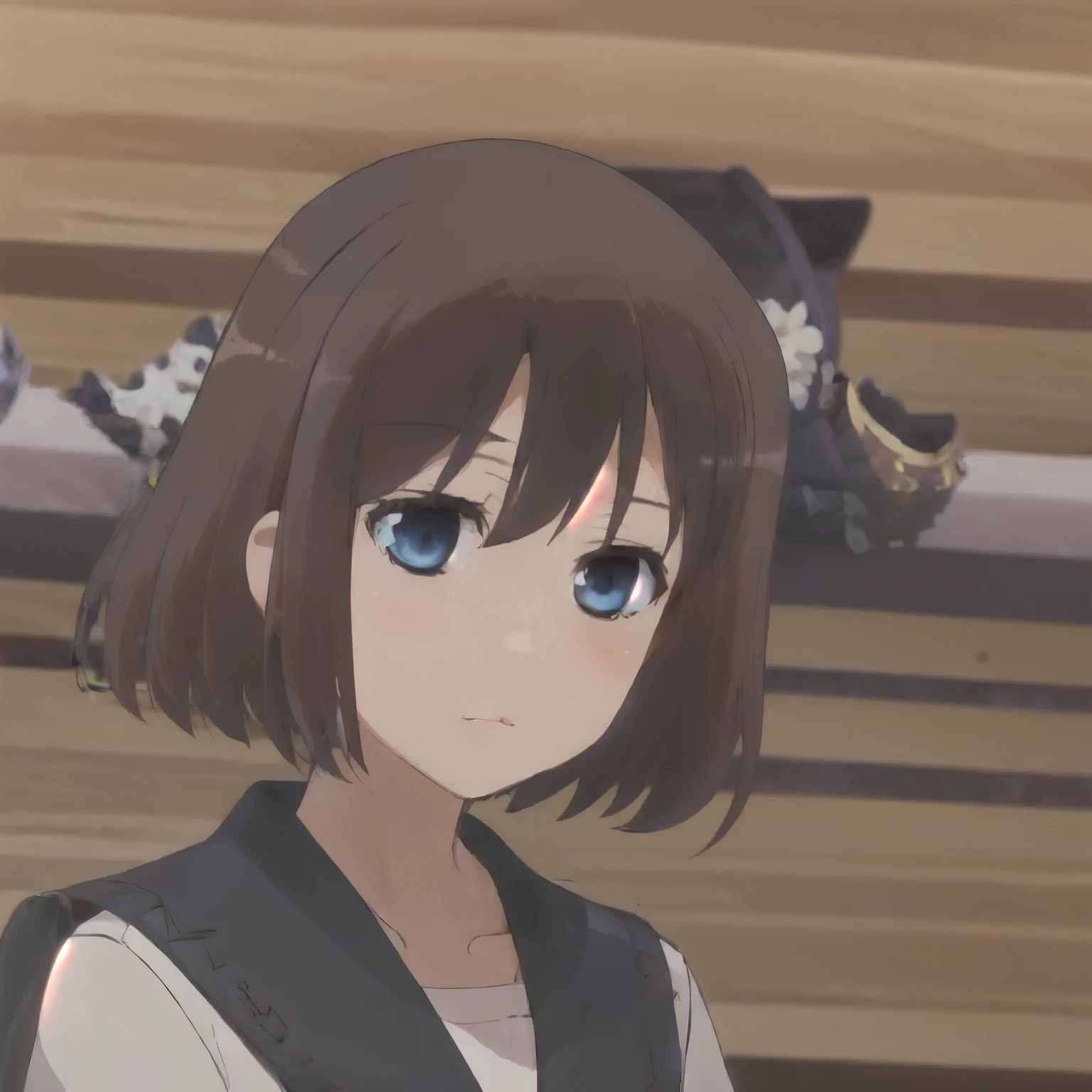 masterpiece, best quality,1girl, school uniform, short hair, blue eyes,