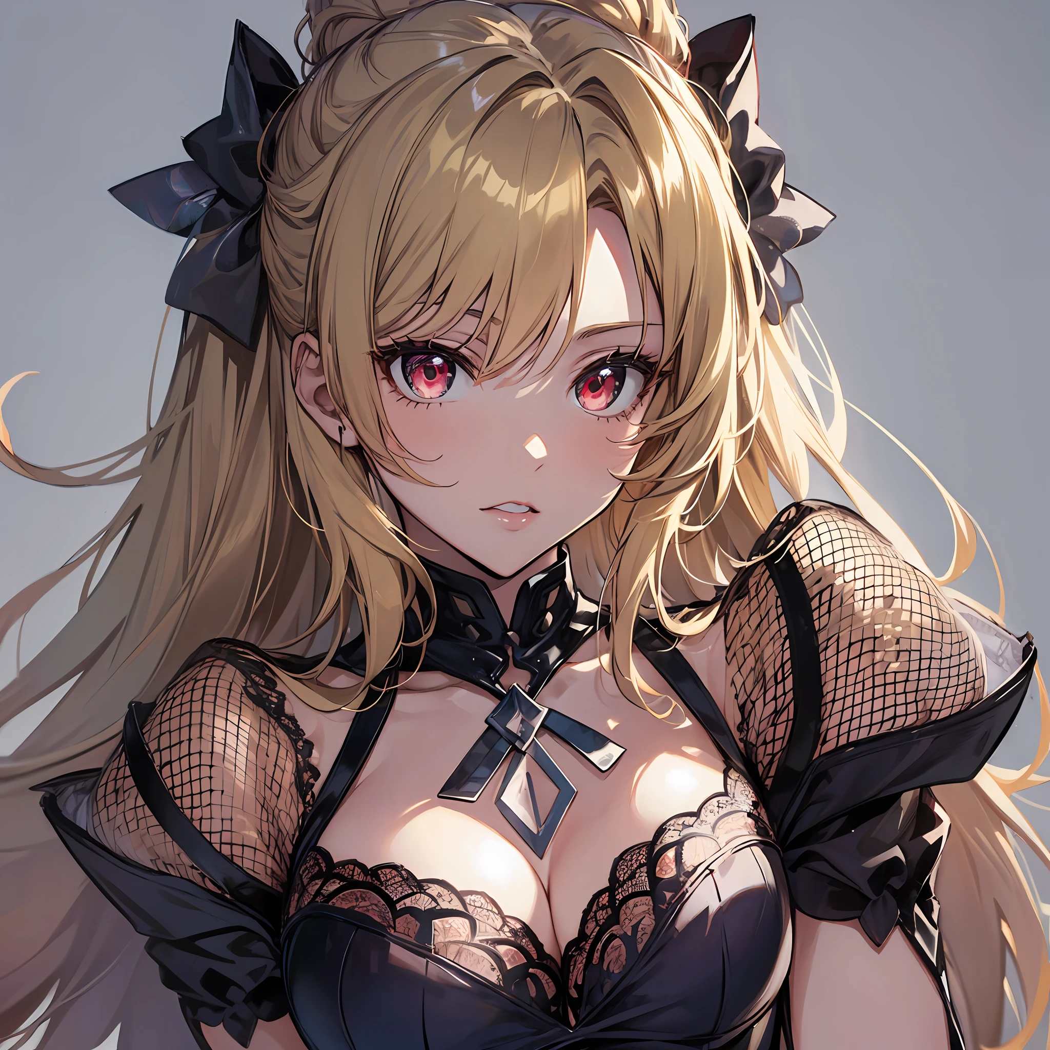 ((Top Quality, 8K,)) 1 Woman, Blonde Hair and Red Eyes Anime Girl, Anime Girl Named Lucy, Portrait of a Female Anime Hero, Female Anime Character, Zodiac Girl Portrait Knight, Artoria Pendragon, Hajime Yatate, Symphogear, Giorno Giovanna, Cornelia from Code Geass, War Maiden Suvia, Gorgeous Lingerie Sexy Pose Shameful Random Pose