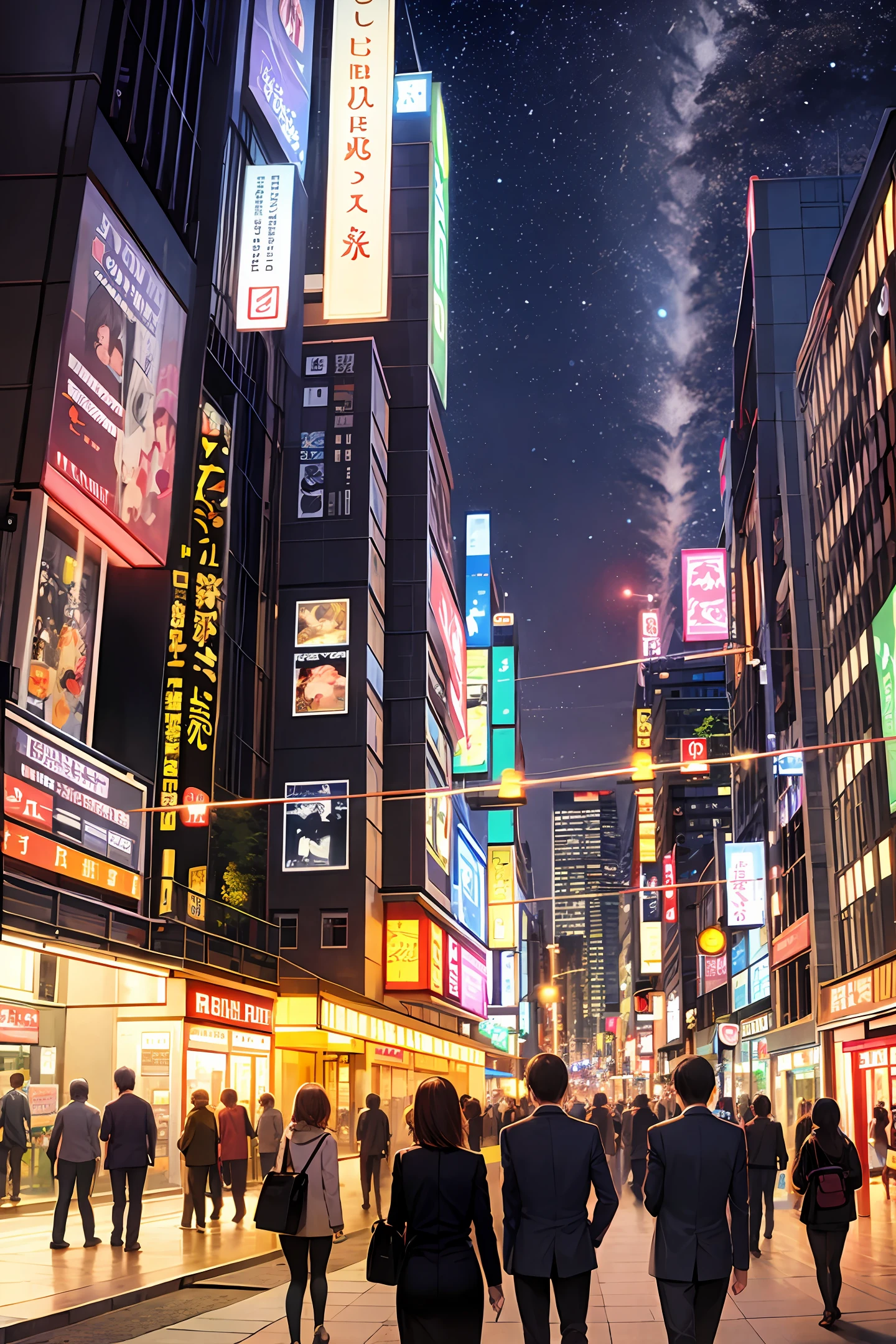Night falls，The city is lit up，
Bright as a star，Twinkle in the night sky。
Streets，Heavy traffic，
In the hustle and bustle，There was a faint nocturne